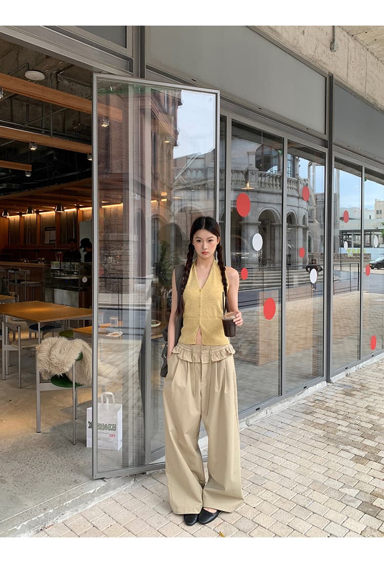 한 부서 품격 조끼 V넥 행침 목 스타일 캐미솔 여름 외출용 쇼트 스타일 몸매 가꾸기 허리 수축 민소매 맨위 상세 이미지 28