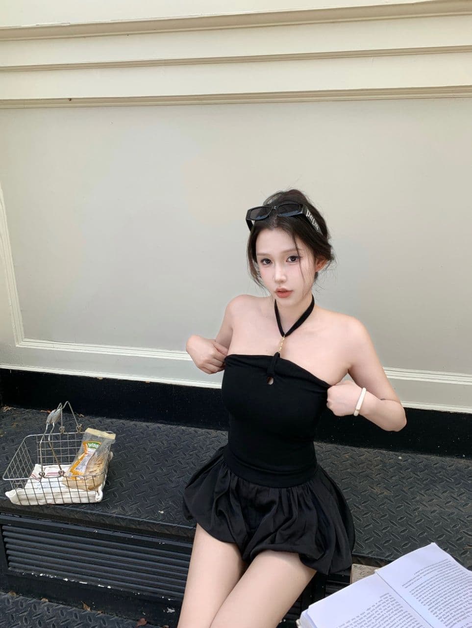 여름 새로운 섹시함 바람 행침 목 바인딩 패치워크 구슬 사슬 조끼 여성 몸매 가꾸기 슬림해 보이는 원피스 벨트 가슴 패드 의류 상세 이미지 16