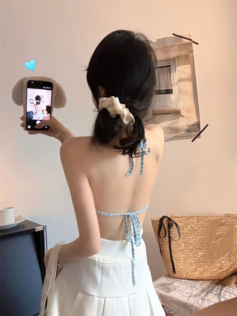 레이스 체크무늬 튜브탑 소녀 속옷 캐미솔 인사이드 가져 가라. 아름다움 뒤로 브래지어 하나 벨트 가슴 패드 상세 이미지 18