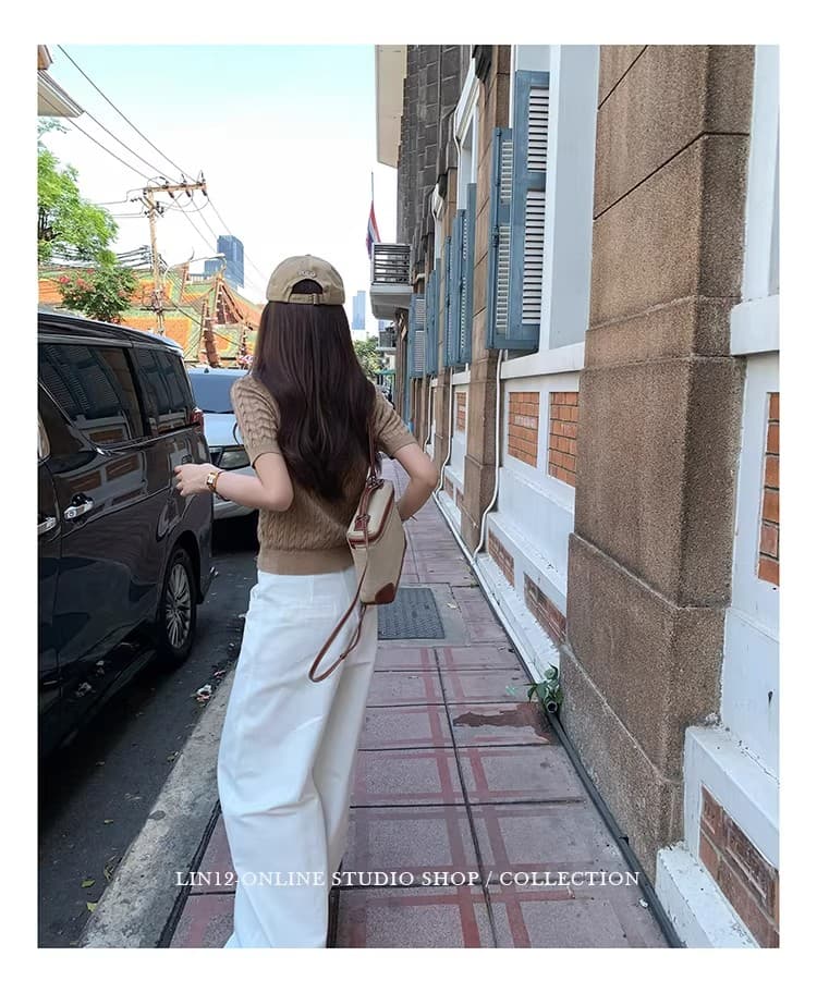 레트로 꽈배기 POLO 칼라 반팔 티셔츠 여성 여름 새로운 디자인 센스 몸매 가꾸기 슬림해 보이는 다용도 니트 맨위 트렌디 상세 이미지 16