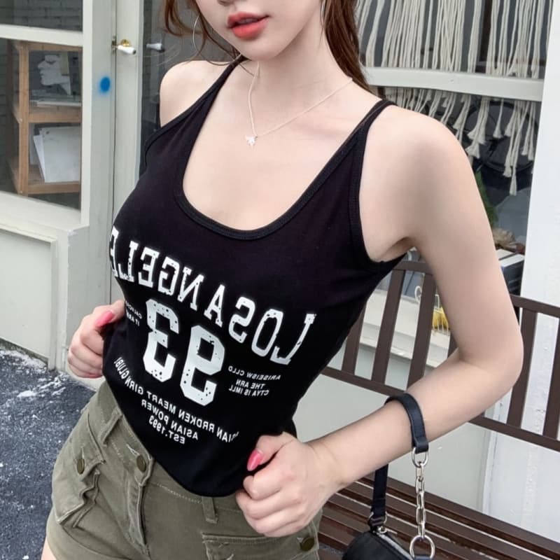 아메리칸 알파벳 프린트 조끼 슬립 여성 여름 2026 새로운 몸매 가꾸기 달콤한 핫걸 인사이드 가져 가라. 민소매 외출용 맨위 이미지 4