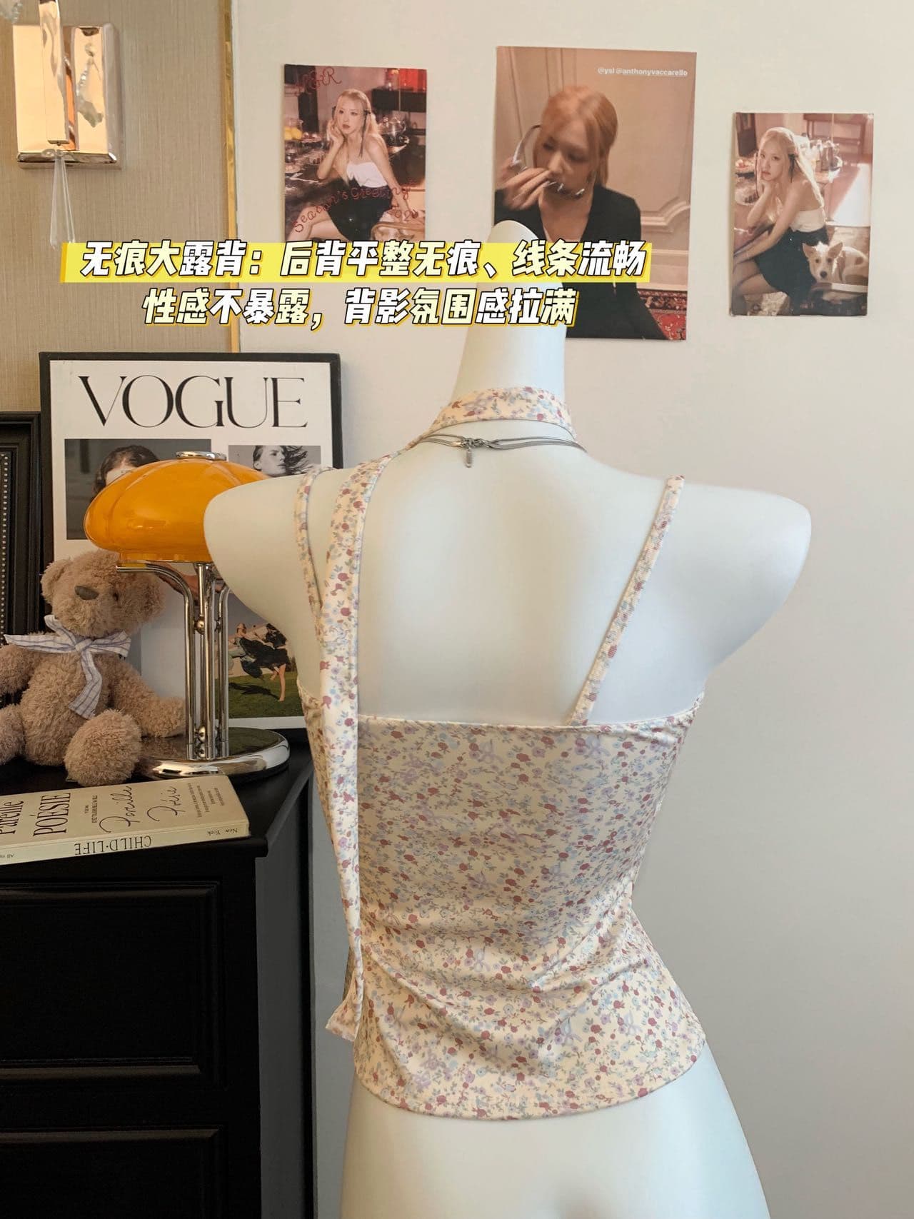 봄 여름 섹션 프랑스식 순수한 욕망 꽃무늬 탈착식 행침 목 레이스업 행침 목 슬립 둘 착용 표지 고기 슬림해 보이는 맨위 상세 이미지 12
