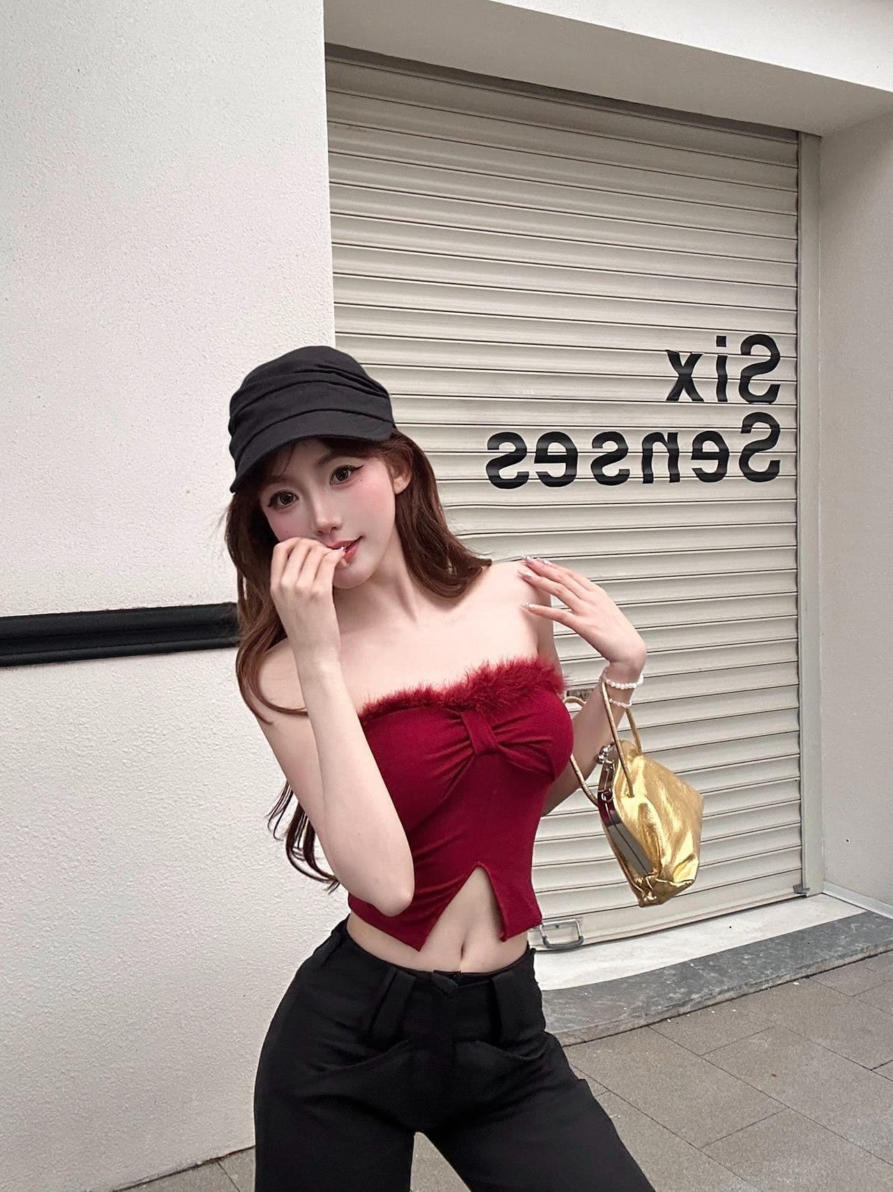 섹시함 플리스 패치워크 트임 튜브탑 조끼 여성 여름 벨트 가슴 패드 몸매 가꾸기 인사이드 가져 가라. 고급 센스 아름다움 뒤쪽에 의류 트렌디 상세 이미지 6