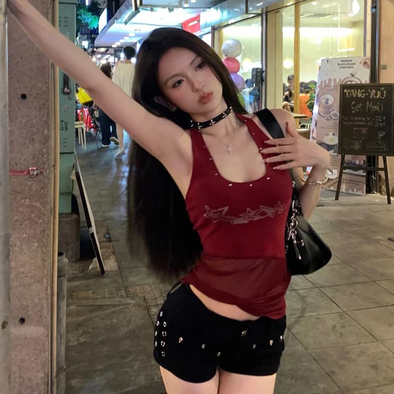 배색 반팔 니트 티셔츠 여성 여름 새로운 라운드 넥 디자인 센스 작은 대중 홀로우 아웃 몸매 가꾸기 쇼트 스타일 핫걸 맨위 상세 이미지 2