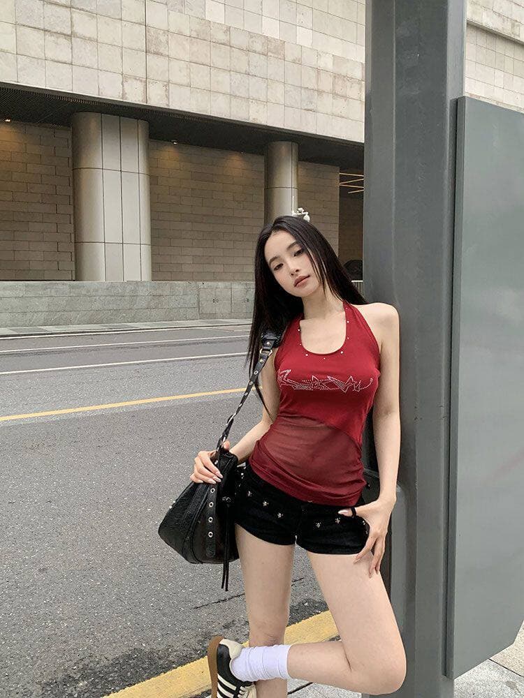 배색 반팔 니트 티셔츠 여성 여름 새로운 라운드 넥 디자인 센스 작은 대중 홀로우 아웃 몸매 가꾸기 쇼트 스타일 핫걸 맨위 상세 이미지 7