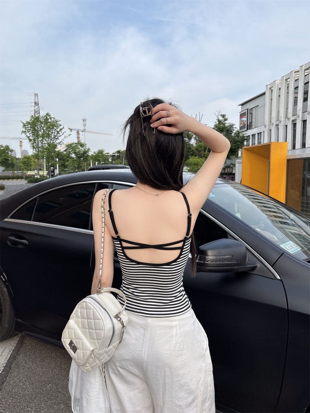 한 부서 캐주얼 바람 스트라이프 가슴 패드 조끼 여성 2026 봄 새로운 유연성 닫기 피팅 몸매 가꾸기 슬림해 보이는 인사이드 잡아라. 의류 상세 이미지 22