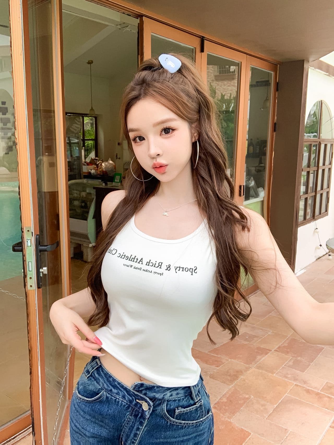 아메리칸 알파벳 프린트 단어 캐미솔 여름 핫걸 바람 몸매 가꾸기 쇼트 스타일 벨트 가슴 패드 다용도 민소매 맨위 상세 이미지 1