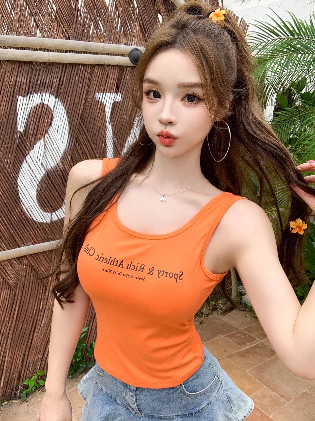 아메리칸 알파벳 프린트 단어 캐미솔 여름 핫걸 바람 몸매 가꾸기 쇼트 스타일 벨트 가슴 패드 다용도 민소매 맨위 상세 이미지 2