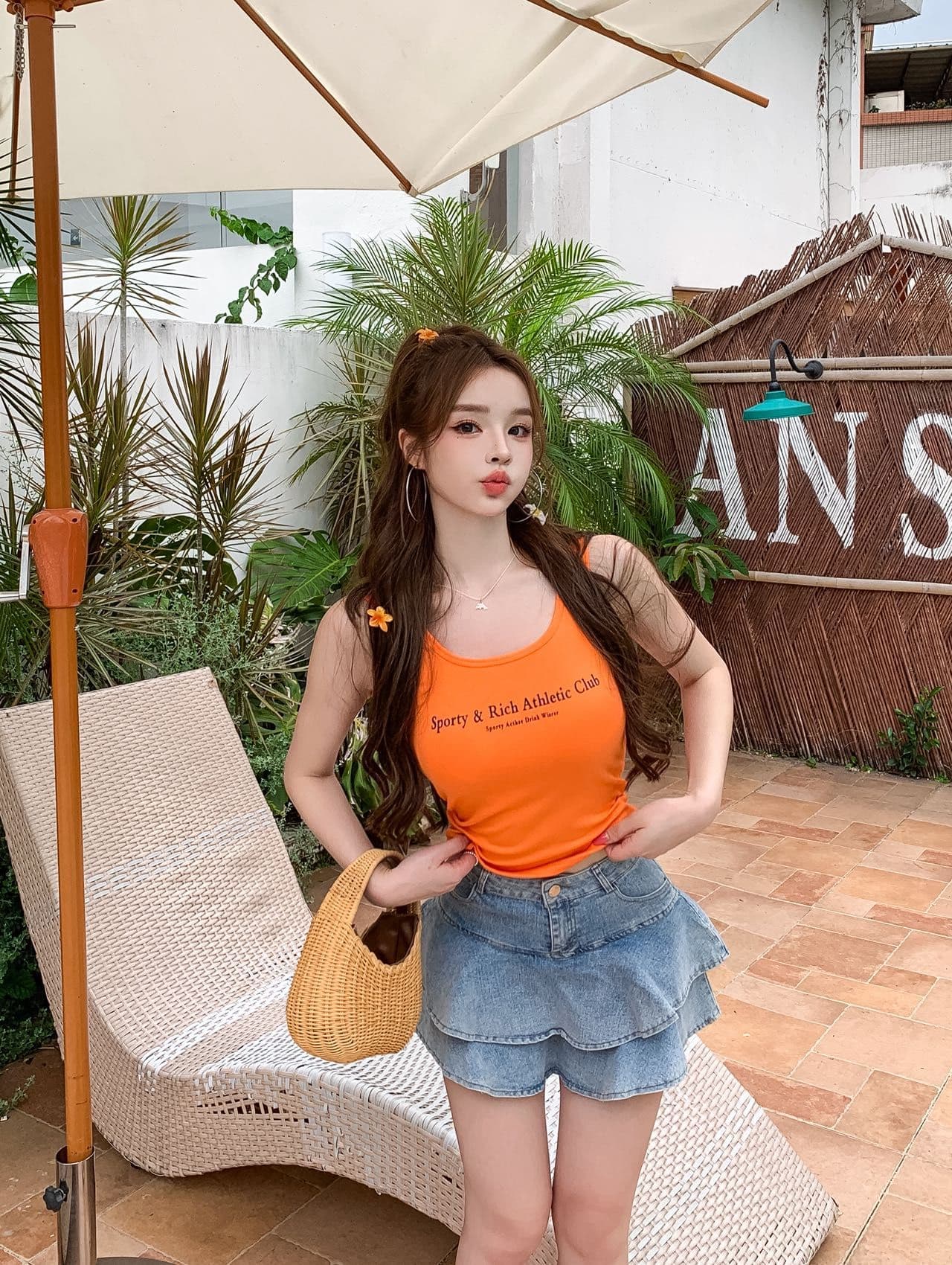 아메리칸 알파벳 프린트 단어 캐미솔 여름 핫걸 바람 몸매 가꾸기 쇼트 스타일 벨트 가슴 패드 다용도 민소매 맨위 상세 이미지 8