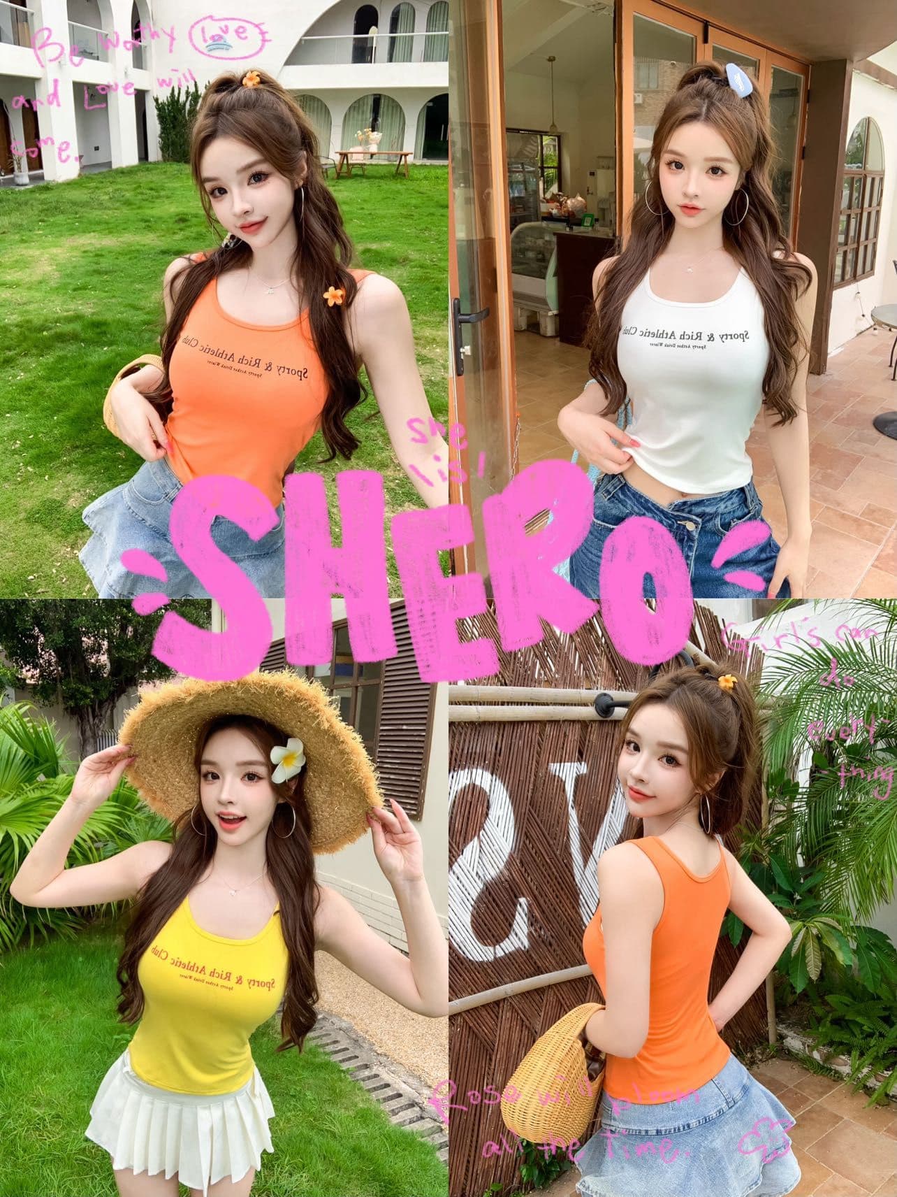 아메리칸 알파벳 프린트 단어 캐미솔 여름 핫걸 바람 몸매 가꾸기 쇼트 스타일 벨트 가슴 패드 다용도 민소매 맨위 상세 이미지 12