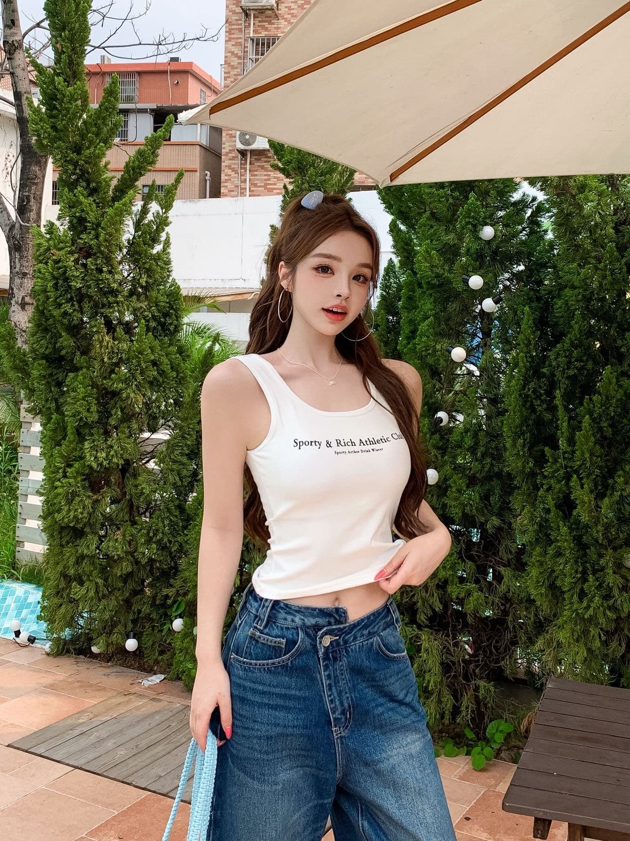 아메리칸 알파벳 프린트 단어 캐미솔 여름 핫걸 바람 몸매 가꾸기 쇼트 스타일 벨트 가슴 패드 다용도 민소매 맨위 상세 이미지 14