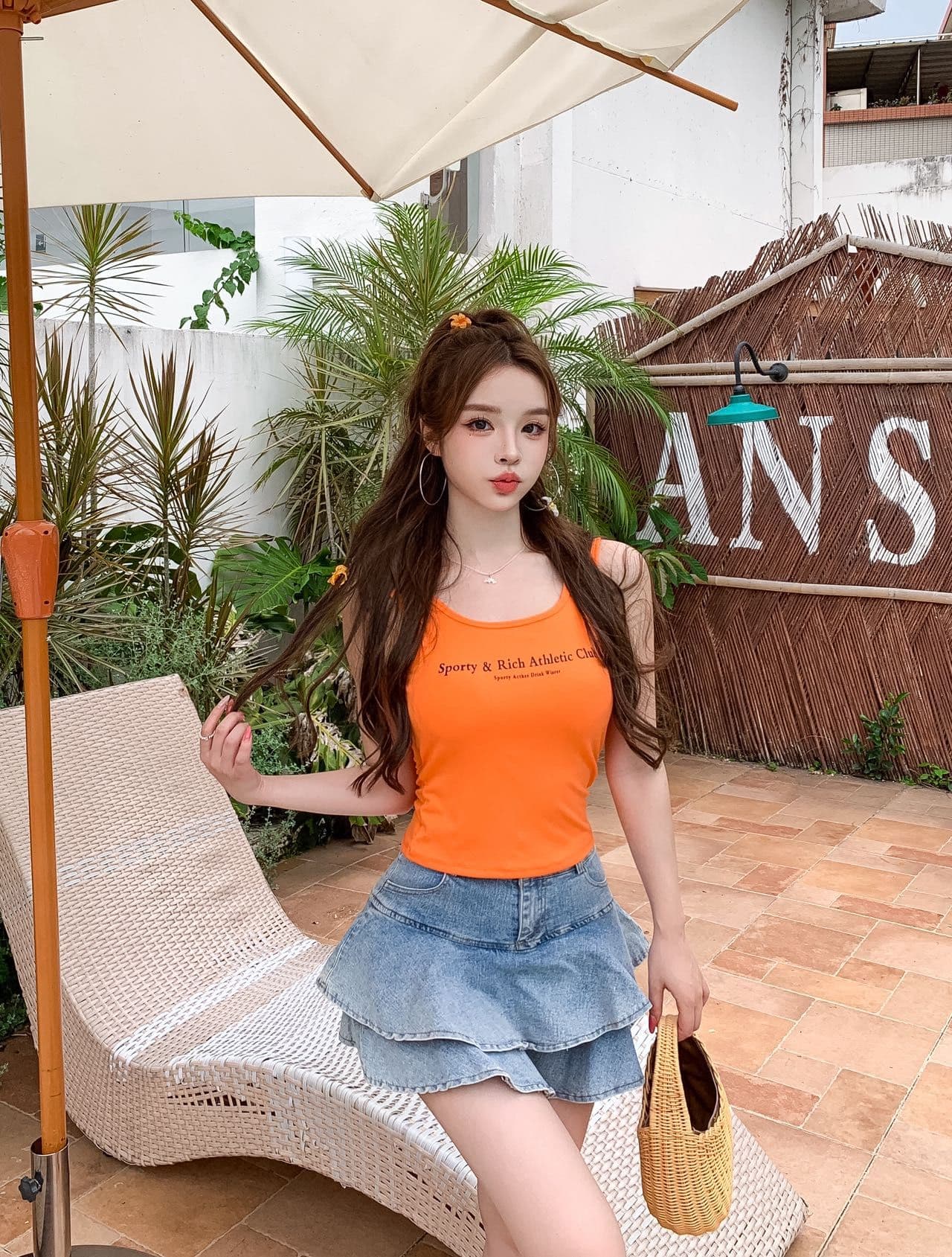 아메리칸 알파벳 프린트 단어 캐미솔 여름 핫걸 바람 몸매 가꾸기 쇼트 스타일 벨트 가슴 패드 다용도 민소매 맨위 상세 이미지 15