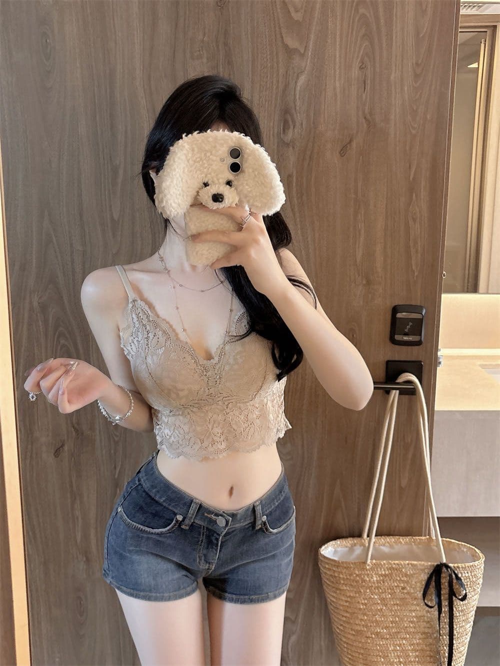 순수한 욕망 바람 레이스 슬립 작은 조끼 여성 가을 벨트 가슴 패드 브래지어 하나 생체 내 가져 가라. 섹시한 아름다움 뒤쪽에 의류 외출용 상세 이미지 7