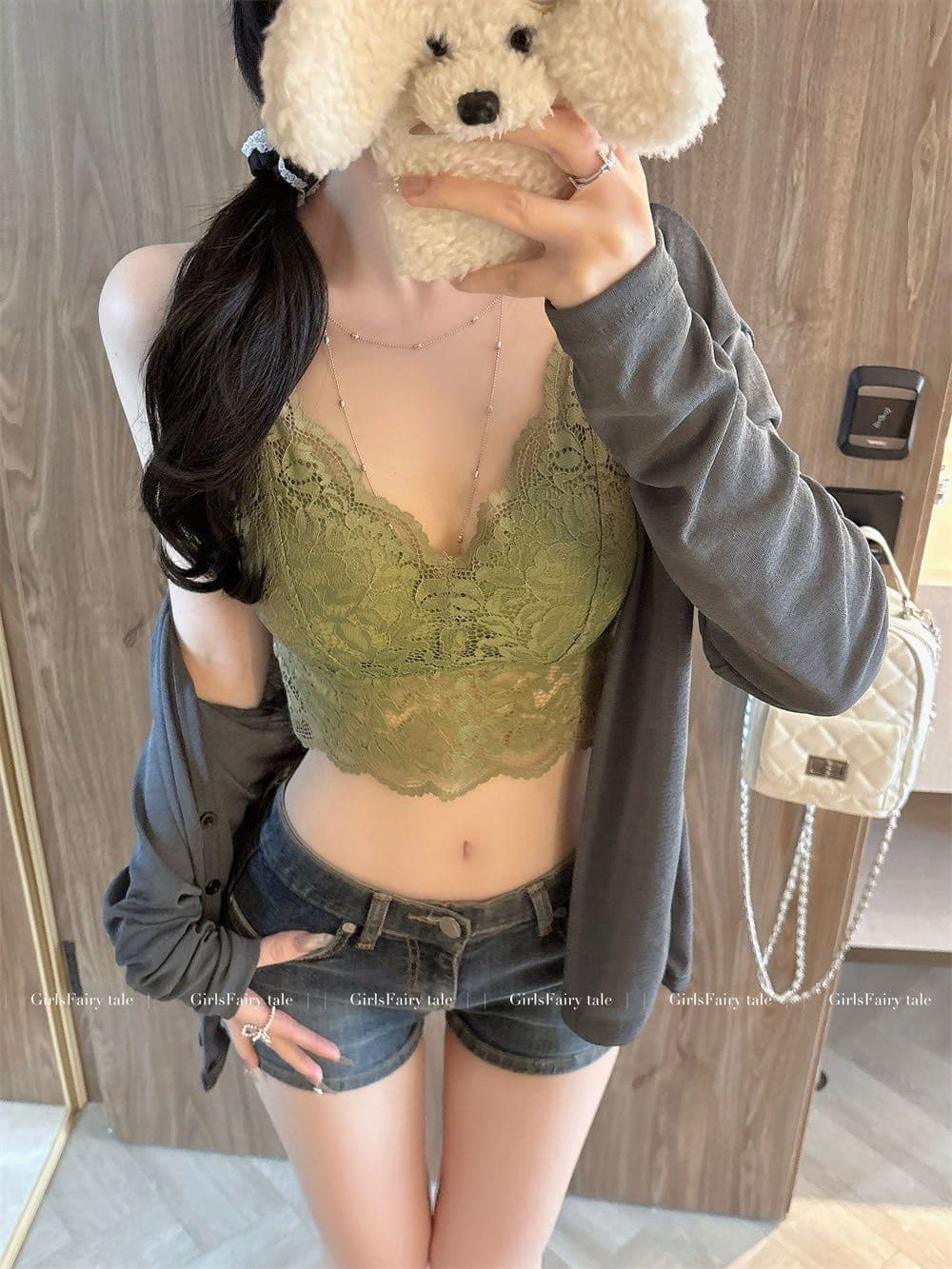 순수한 욕망 바람 레이스 슬립 작은 조끼 여성 가을 벨트 가슴 패드 브래지어 하나 생체 내 가져 가라. 섹시한 아름다움 뒤쪽에 의류 외출용 상세 이미지 10