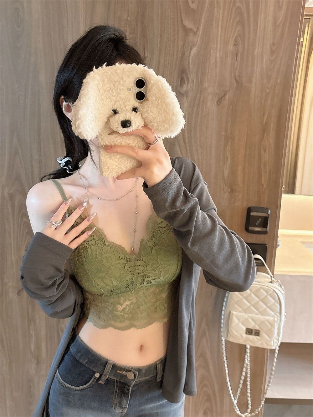 순수한 욕망 바람 레이스 슬립 작은 조끼 여성 가을 벨트 가슴 패드 브래지어 하나 생체 내 가져 가라. 섹시한 아름다움 뒤쪽에 의류 외출용 상세 이미지 13