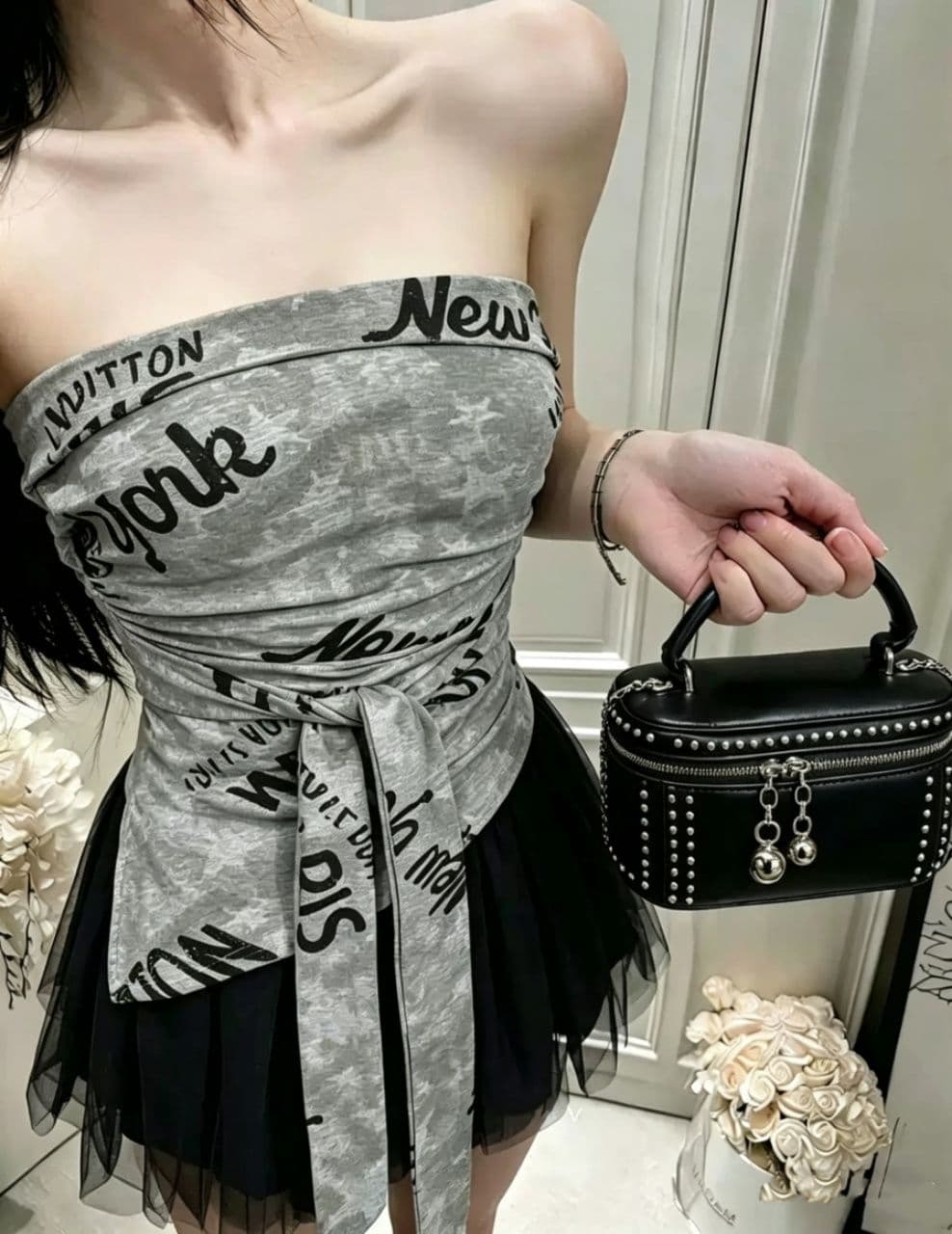핫걸 섹시함 불규칙 행침 목 비스듬한 어깨 의류 여성 가을 디자인 센스 작은 대중 몸매 가꾸기 인사이드 가져 가라. 조끼 슬립 외출용 상세 이미지 7