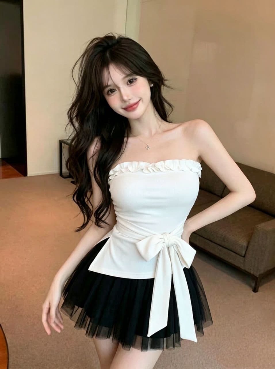 한 부서 부드러운 바람 레이스 튜브탑 조끼 여성 여름 순수한 욕망 디자인 센스 슬림해 보이는 다용도 불규칙 스트랩 맨위 상세 이미지 9