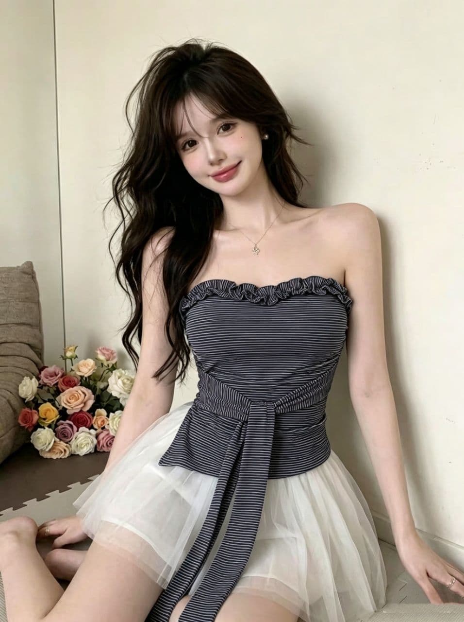 한 부서 부드러운 바람 레이스 튜브탑 조끼 여성 여름 순수한 욕망 디자인 센스 슬림해 보이는 다용도 불규칙 스트랩 맨위 상세 이미지 10