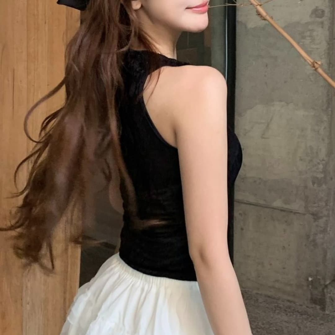 중식 자카드 행침 목 작은 슬링 조끼 여성 여름 외출용 몸매 가꾸기 쇼트 스타일 벨트 가슴 패드 아름다움 뒤로 튜브탑 민소매 맨위 이미지 4