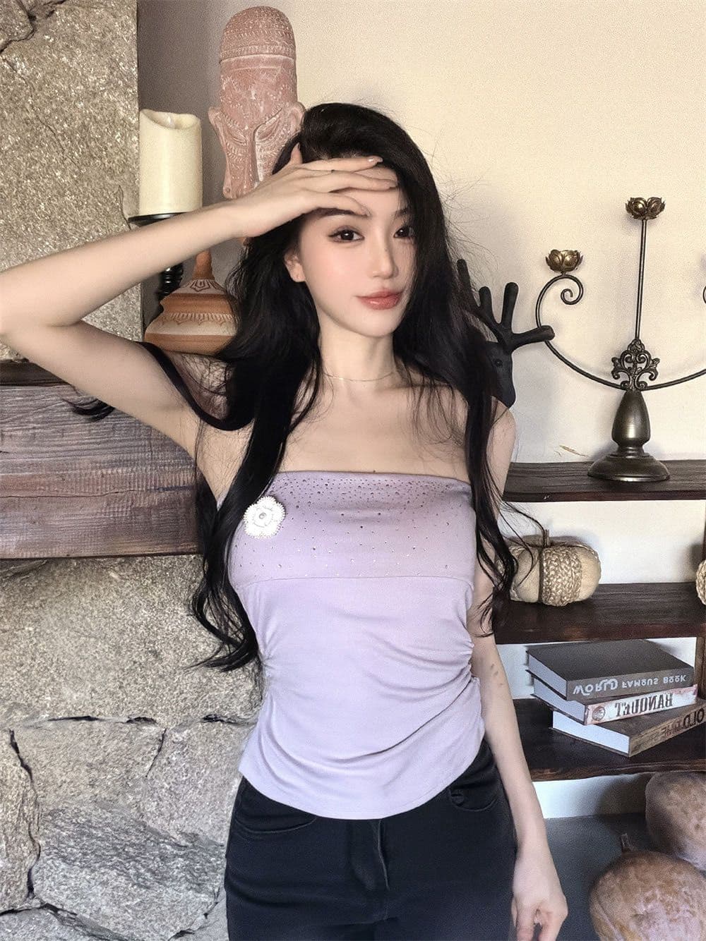 동백 나무 핫픽스 캐미솔 여름 순수한 욕망 핫걸 오프숄더 튜브탑 작은 켜기 벨트 가슴 패드 태국 아름다운 상세 이미지 22