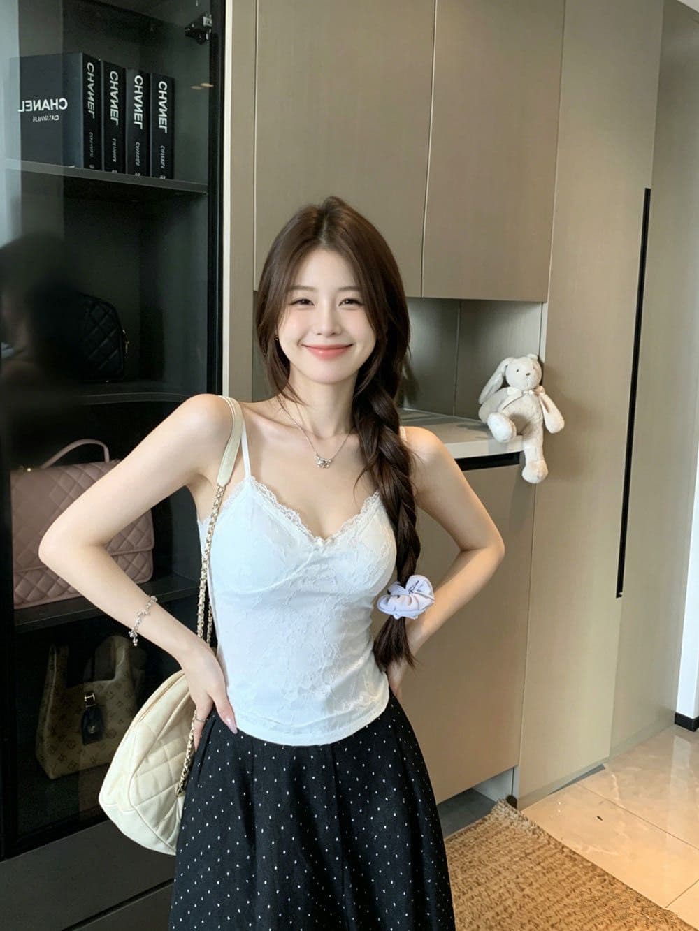 순수한 욕망 바람 달콤함 레이스 캐미솔 여름 2026 새로운 쇼트 스타일 민소매 몸매 가꾸기 섹시함 인사이드 잡아라. 의류 상세 이미지 4