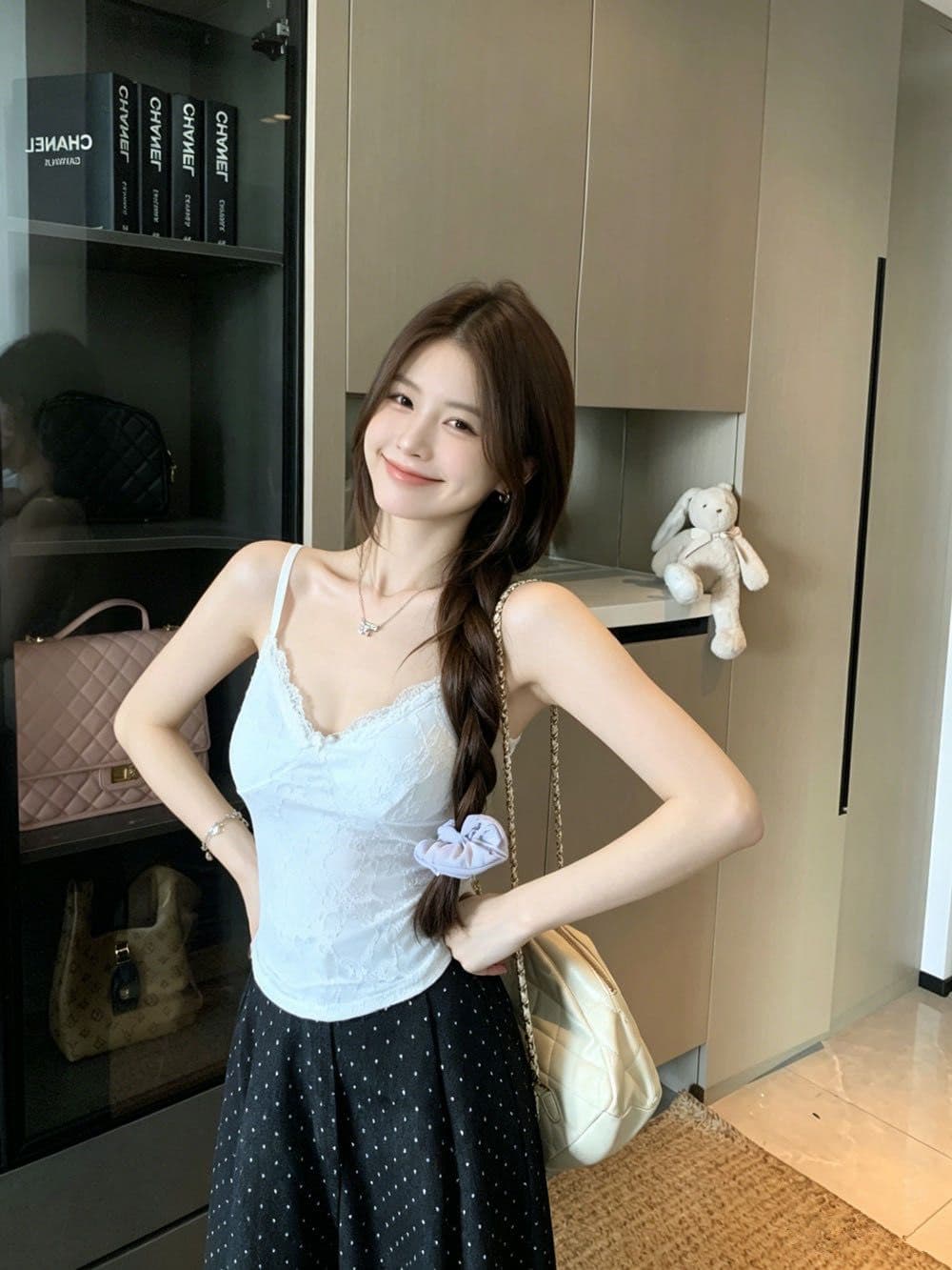 순수한 욕망 바람 달콤함 레이스 캐미솔 여름 2026 새로운 쇼트 스타일 민소매 몸매 가꾸기 섹시함 인사이드 잡아라. 의류 상세 이미지 5