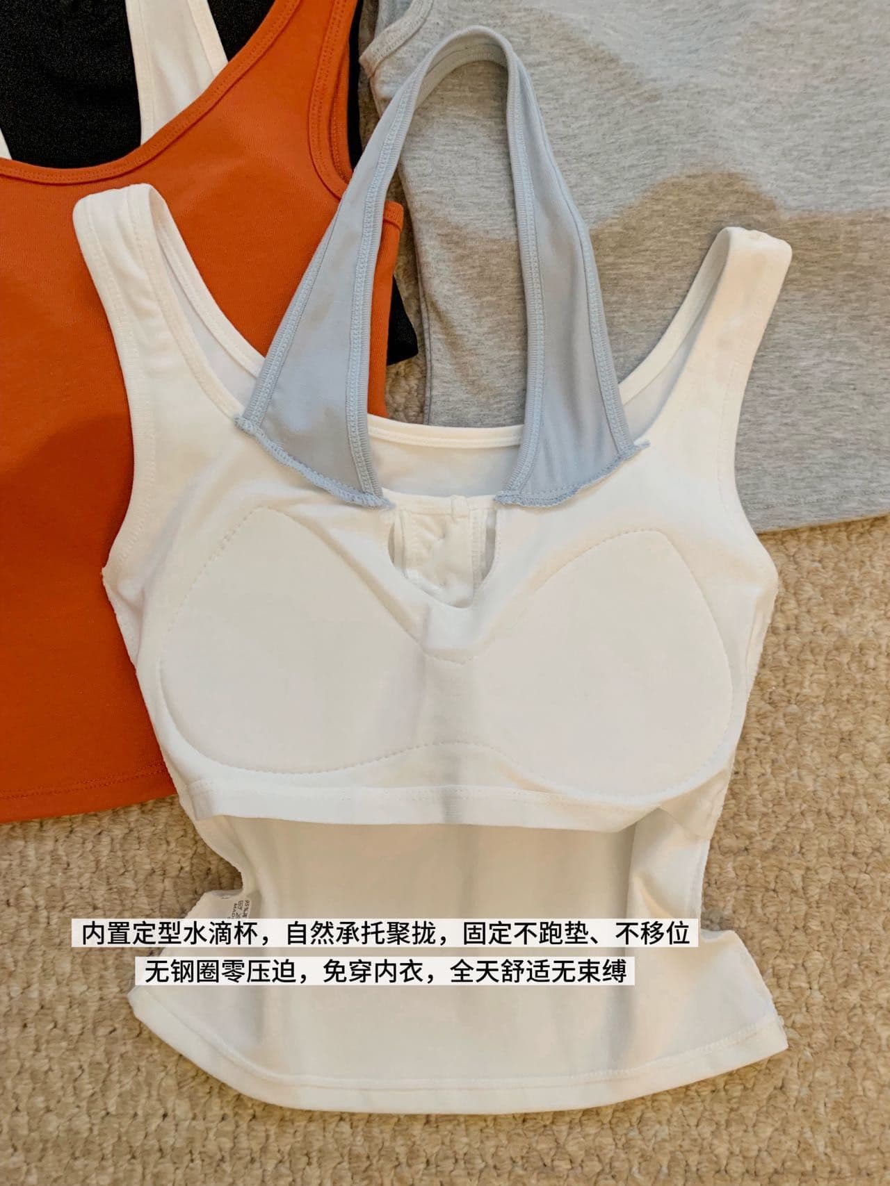 한 부서 회색 페이크 레이어드 u 칼라 작은 슬링 조끼 여성 여름 아름다운 아름다운 고급 센스 민소매 인사이드 잡아라. 의류 상세 이미지 23