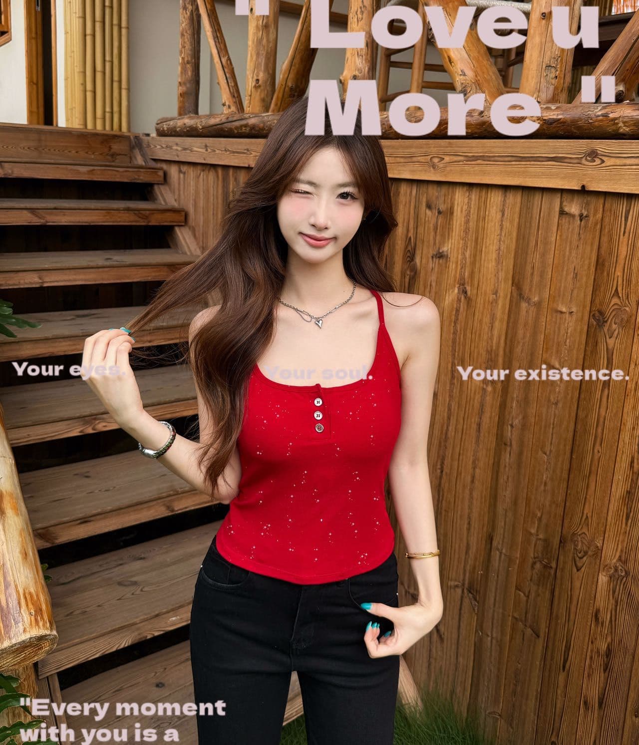 한 부서 민소매 섹시함 인사이드 가져 가라. 나만의 것을 가져와 라. 별빛 필터 깨진 플래시 슬립 분위기 센스 단추 캐미솔 벨트 가슴 패드 상세 이미지 2