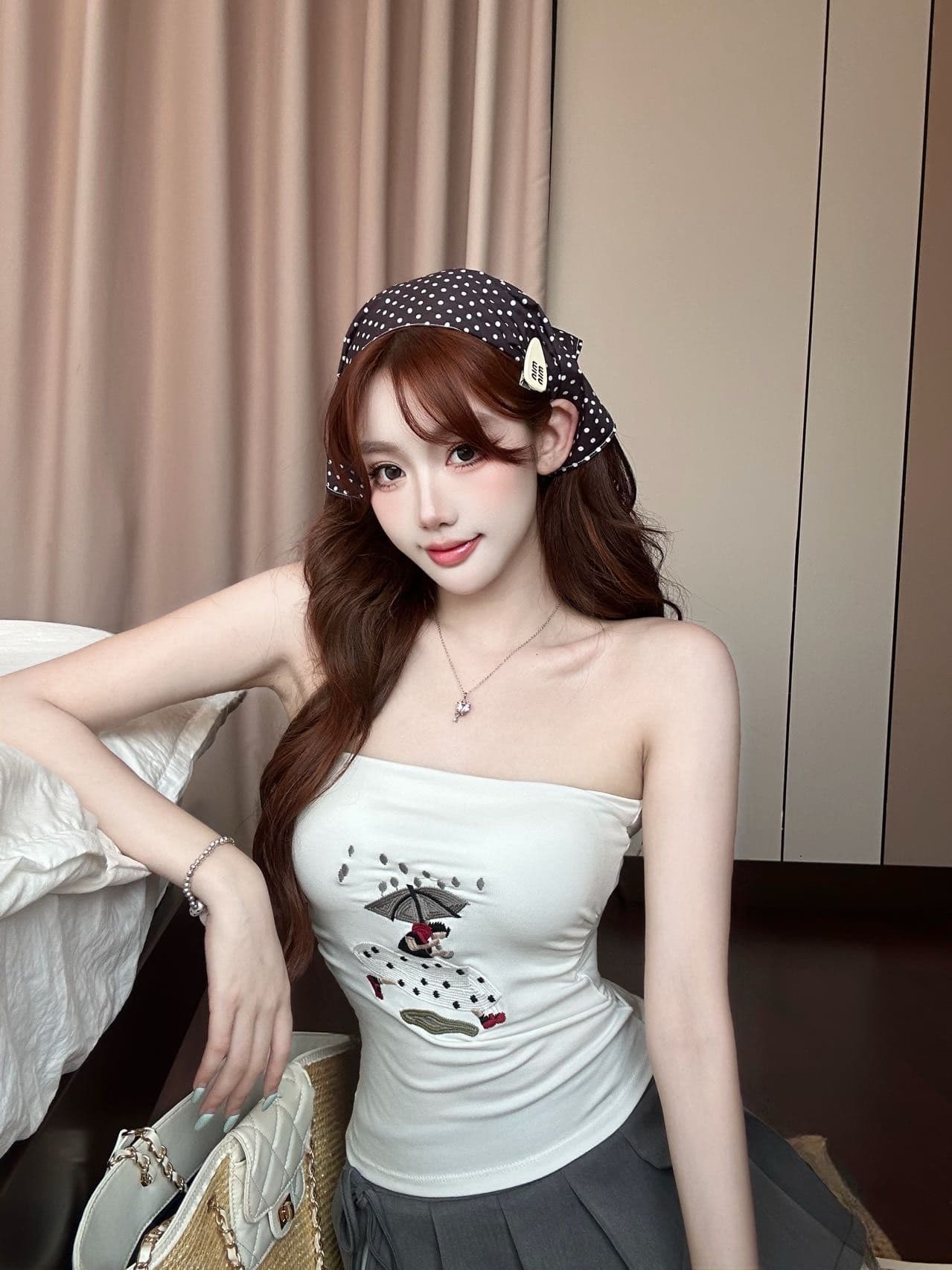 한 부서 핫걸 바람 프린트 한 단어 와이 작은 조끼 여성 여름 새로운 벨트 가슴 패드 경기 넥타이 패션 민소매 맨위 상세 이미지 22