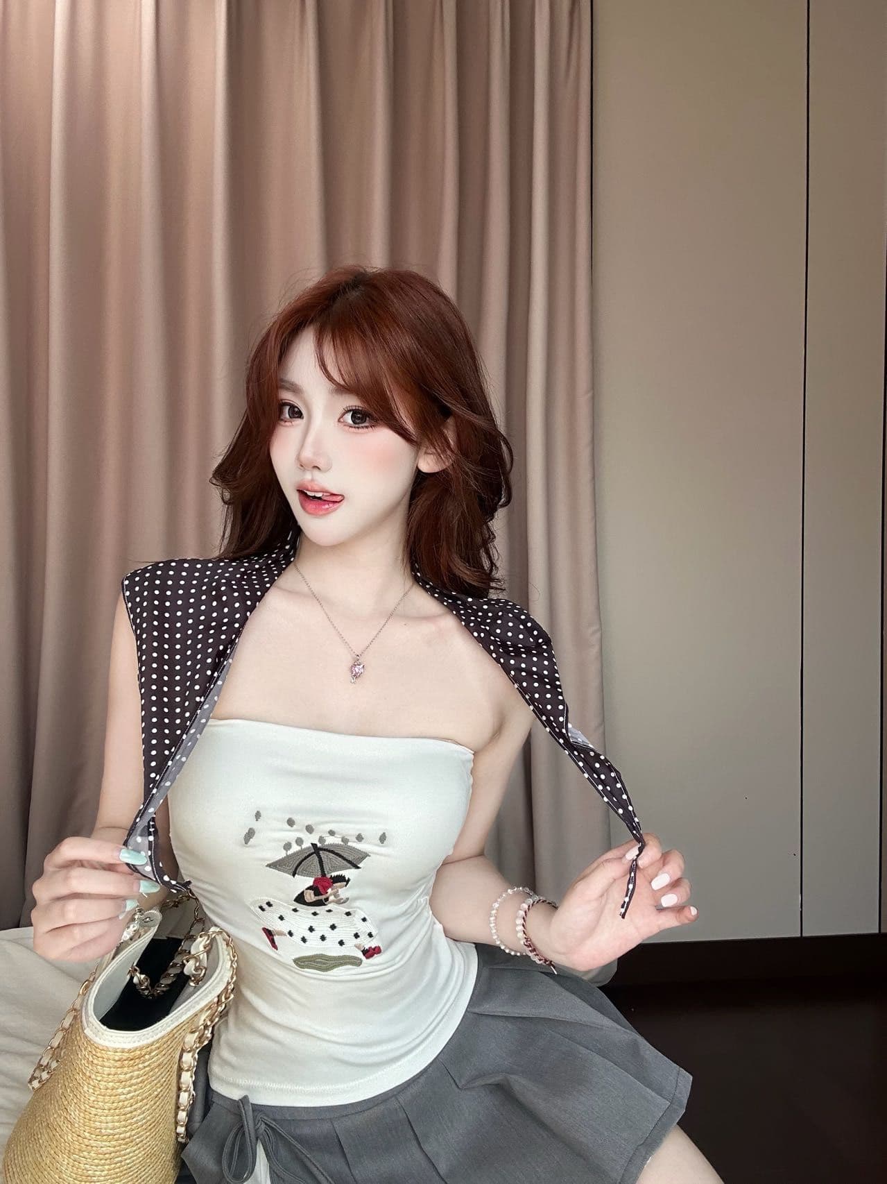 한 부서 핫걸 바람 프린트 한 단어 와이 작은 조끼 여성 여름 새로운 벨트 가슴 패드 경기 넥타이 패션 민소매 맨위 상세 이미지 23