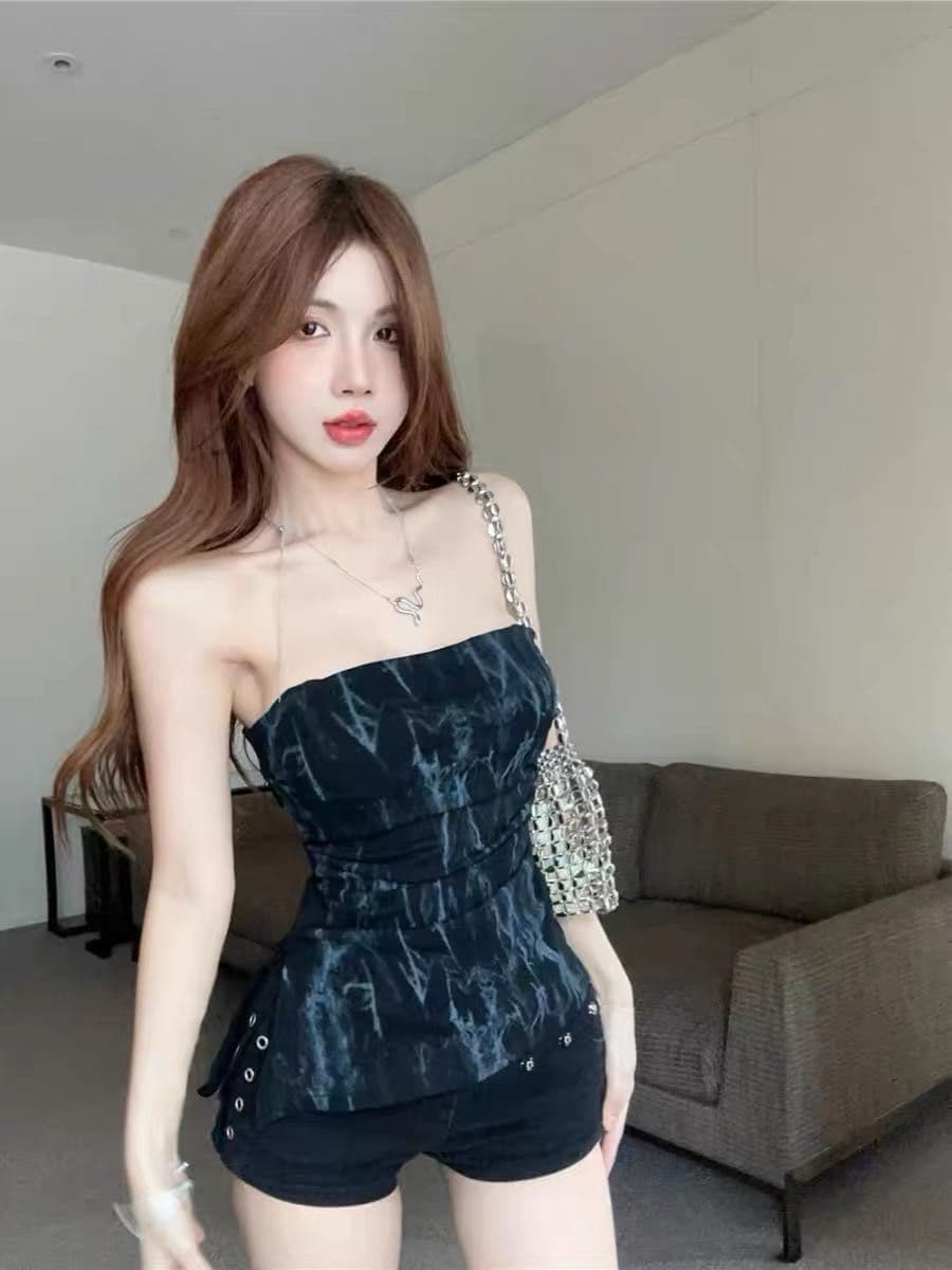 불규칙 트임 캐미솔 여름 태국 사람 스타일 작은 대중 달콤한 핫걸 오프숄더 튜브탑 맨위 포장 가슴 외출용 상세 이미지 13
