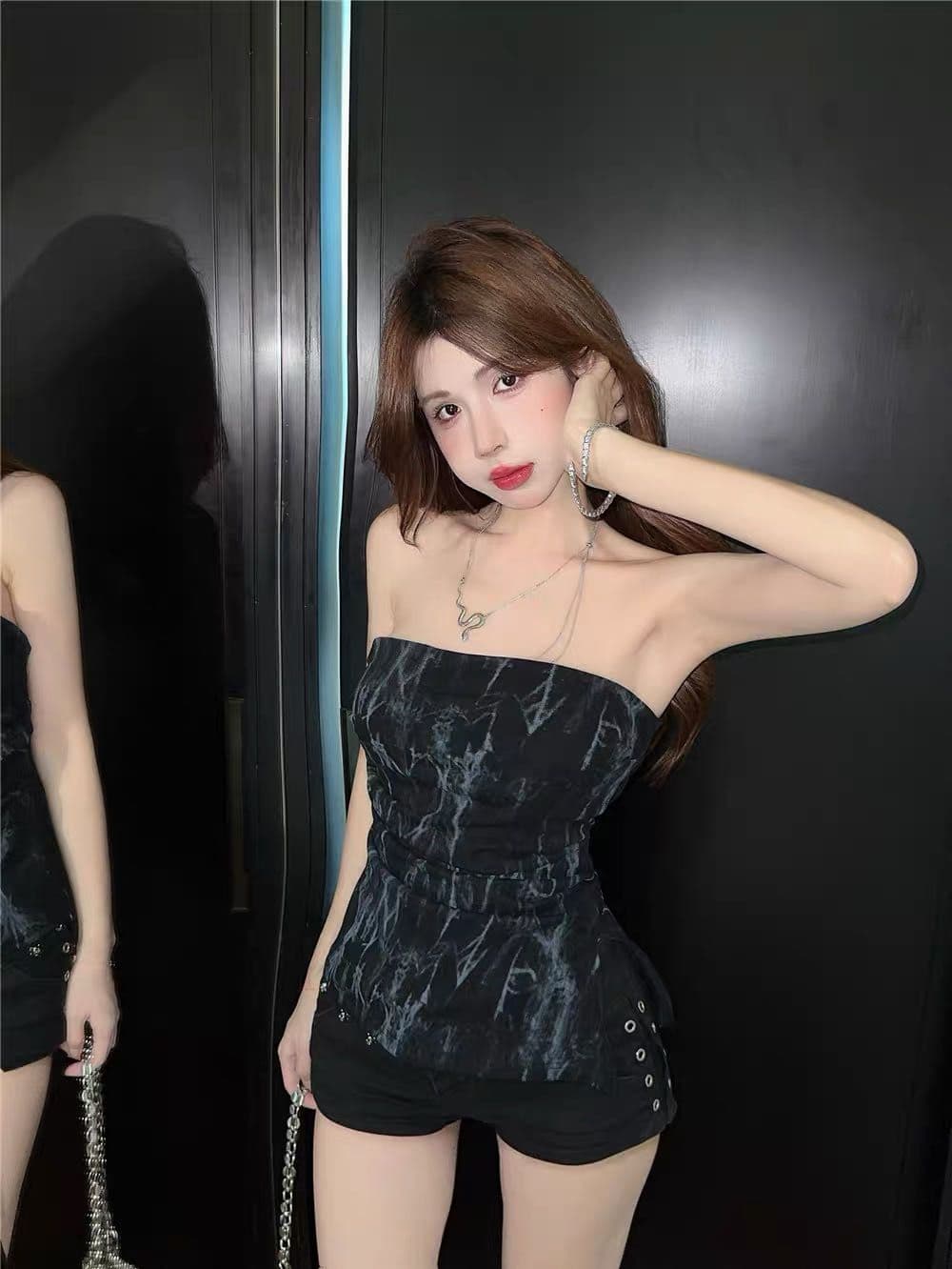불규칙 트임 캐미솔 여름 태국 사람 스타일 작은 대중 달콤한 핫걸 오프숄더 튜브탑 맨위 포장 가슴 외출용 상세 이미지 16