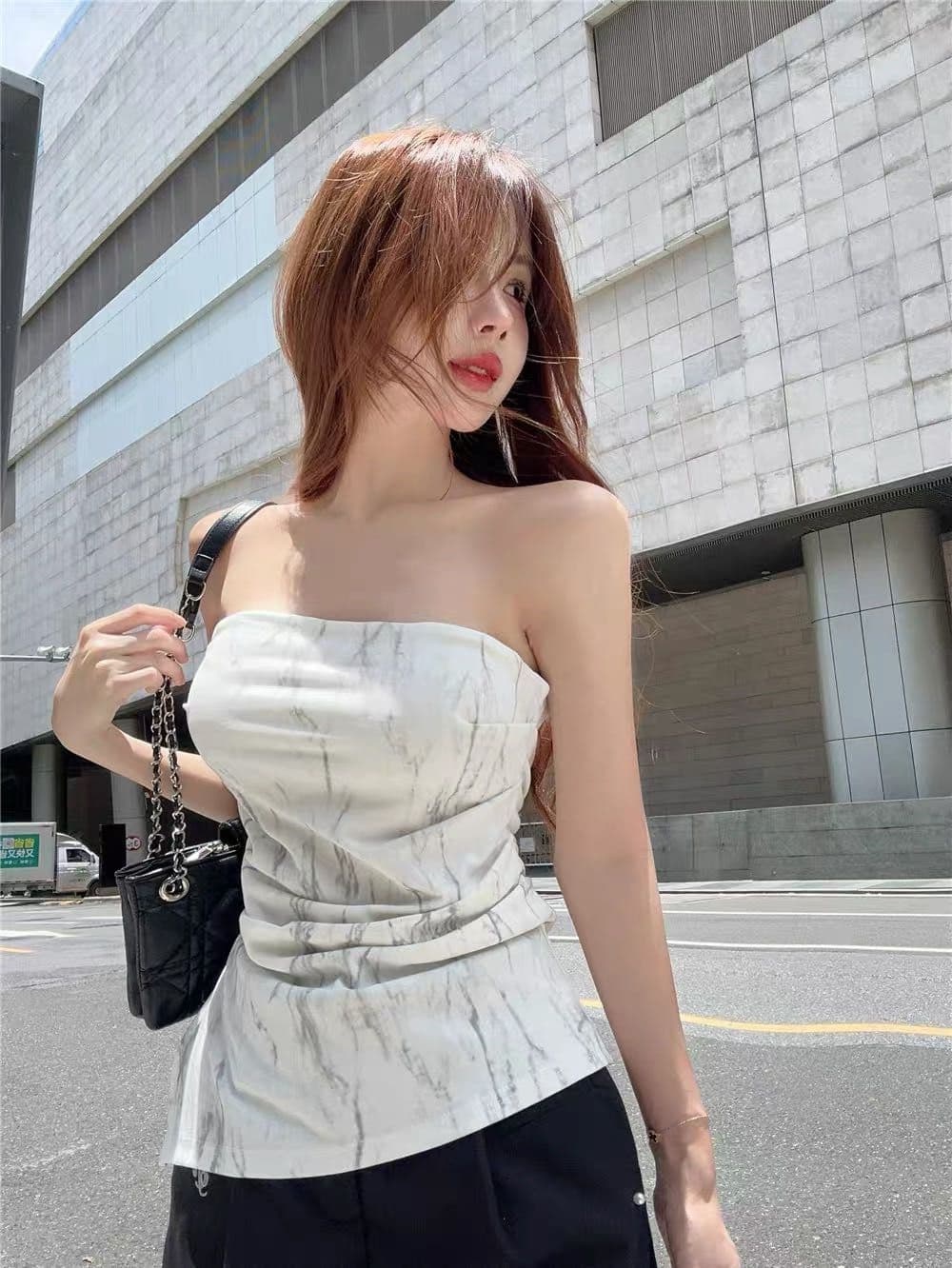 불규칙 트임 캐미솔 여름 태국 사람 스타일 작은 대중 달콤한 핫걸 오프숄더 튜브탑 맨위 포장 가슴 외출용 상세 이미지 21