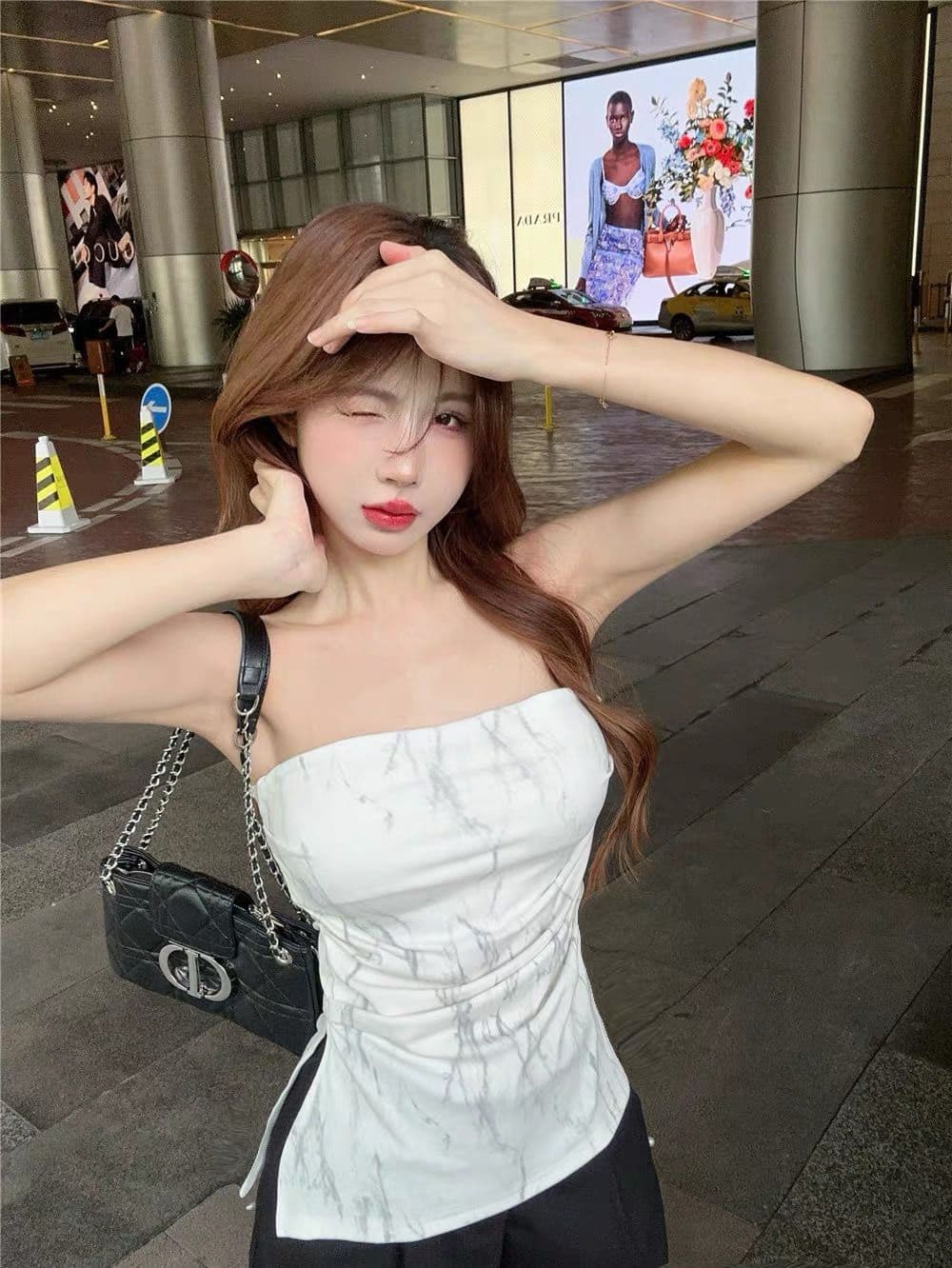 불규칙 트임 캐미솔 여름 태국 사람 스타일 작은 대중 달콤한 핫걸 오프숄더 튜브탑 맨위 포장 가슴 외출용 상세 이미지 22