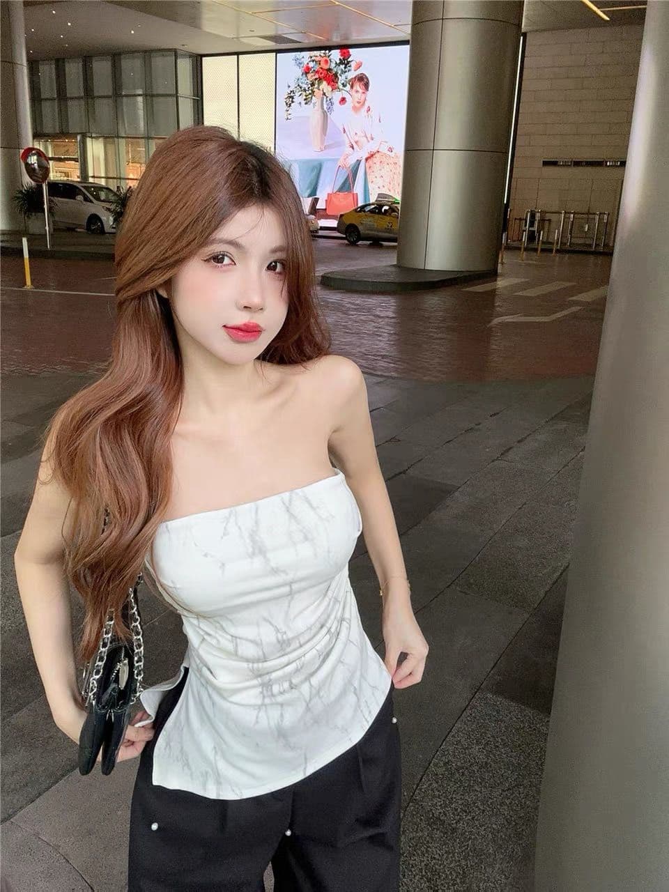 불규칙 트임 캐미솔 여름 태국 사람 스타일 작은 대중 달콤한 핫걸 오프숄더 튜브탑 맨위 포장 가슴 외출용 상세 이미지 26