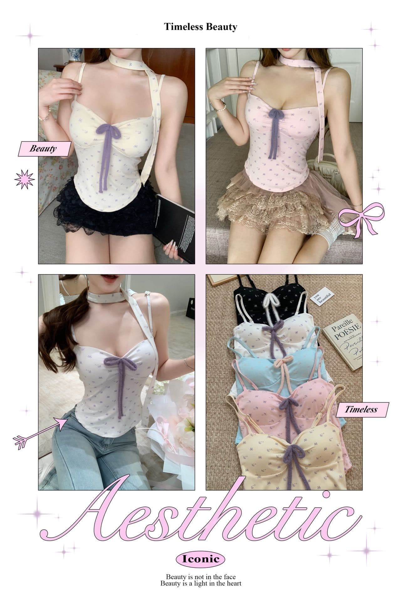 한 레이스업 가슴 패드 순수한 욕망 핫걸 꽃무늬 행침 목 슬립 아름다움 뒤로 좋은 어깨끈 슬림해 보이는 다용도 수 있습니다. 외출용 여성 조끼 상세 이미지 12