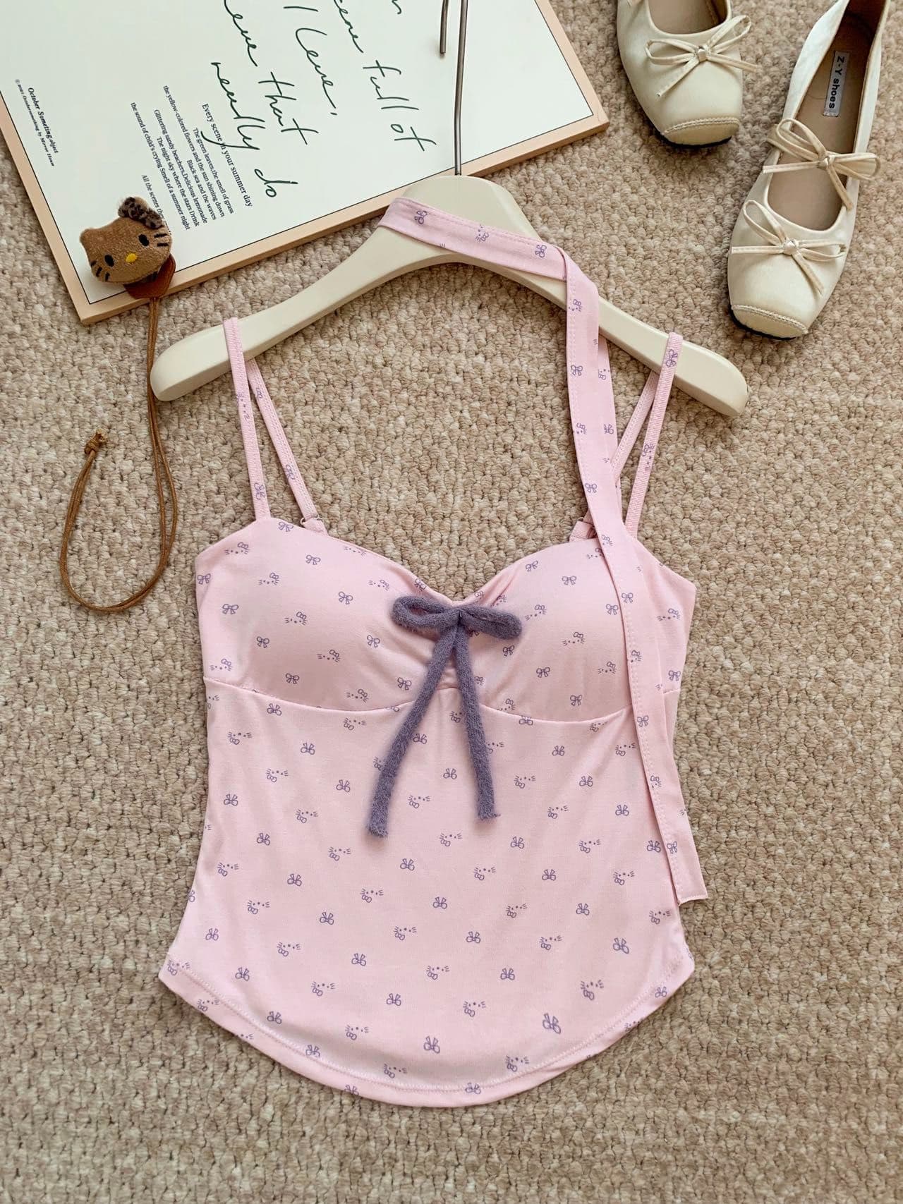 한 레이스업 가슴 패드 순수한 욕망 핫걸 꽃무늬 행침 목 슬립 아름다움 뒤로 좋은 어깨끈 슬림해 보이는 다용도 수 있습니다. 외출용 여성 조끼 상세 이미지 24