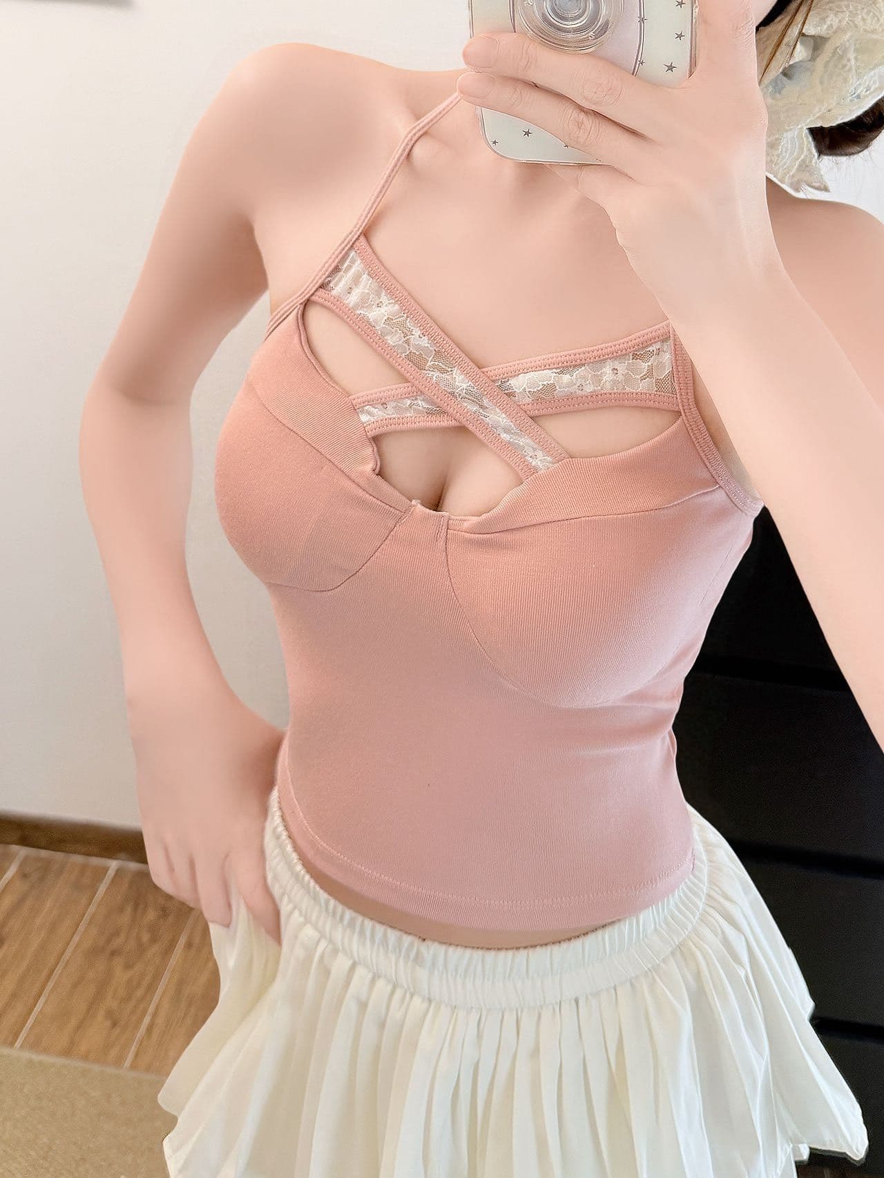 한 부서 순수한 욕망 섹시함 십자가 디자인 센스 홀로우 아웃 행침 목 캐미솔 여름 섹션 인사이드 가져 가라. 몸매 가꾸기 핫걸 맨위 상세 이미지 13