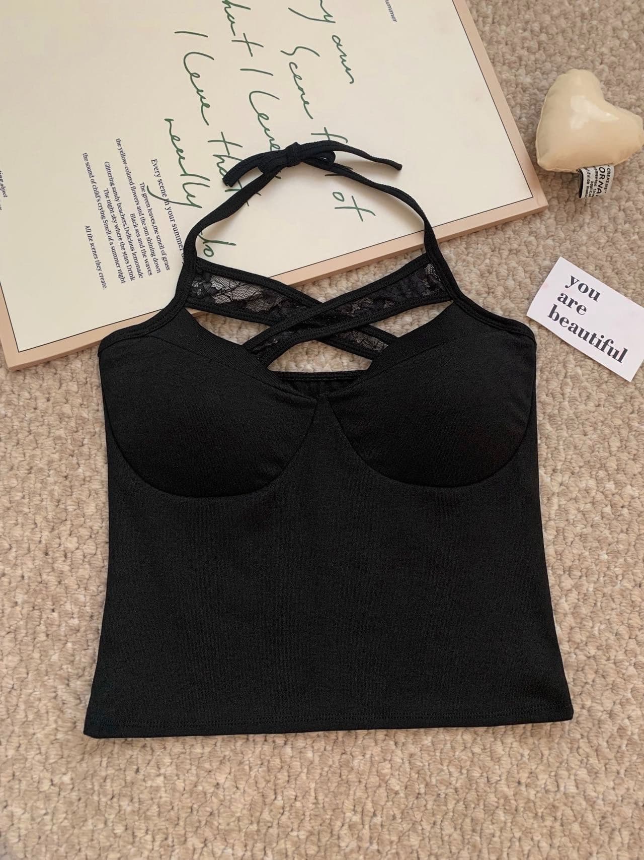 한 부서 순수한 욕망 섹시함 십자가 디자인 센스 홀로우 아웃 행침 목 캐미솔 여름 섹션 인사이드 가져 가라. 몸매 가꾸기 핫걸 맨위 상세 이미지 29