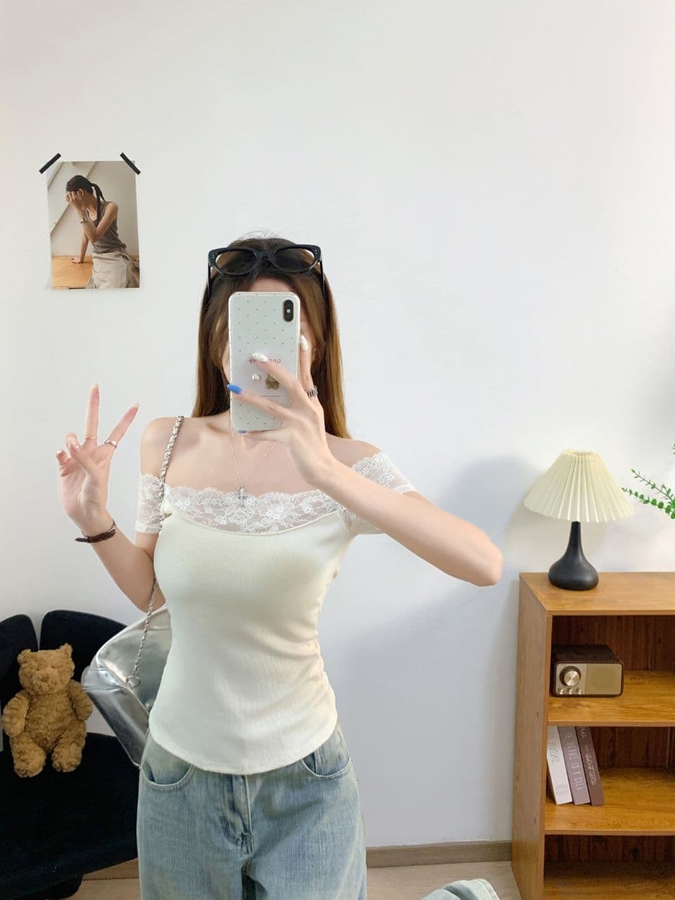 여름 새로운 순수한 욕망 바람 한 단어 오프숄더 레이스 조각 반팔 티셔츠 여성 몸매 가꾸기 원피스 벨트 가슴 패드 의류 상세 이미지 14