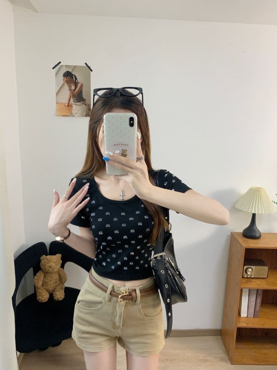 아메리칸 핫걸 바람 오프숄더 패치워크 색상 반팔 티셔츠 여성 여름 몸매 가꾸기 슬림해 보이는 벨트 가슴 패드 디자인 센스 쇼트 스타일 맨위 상세 이미지 5