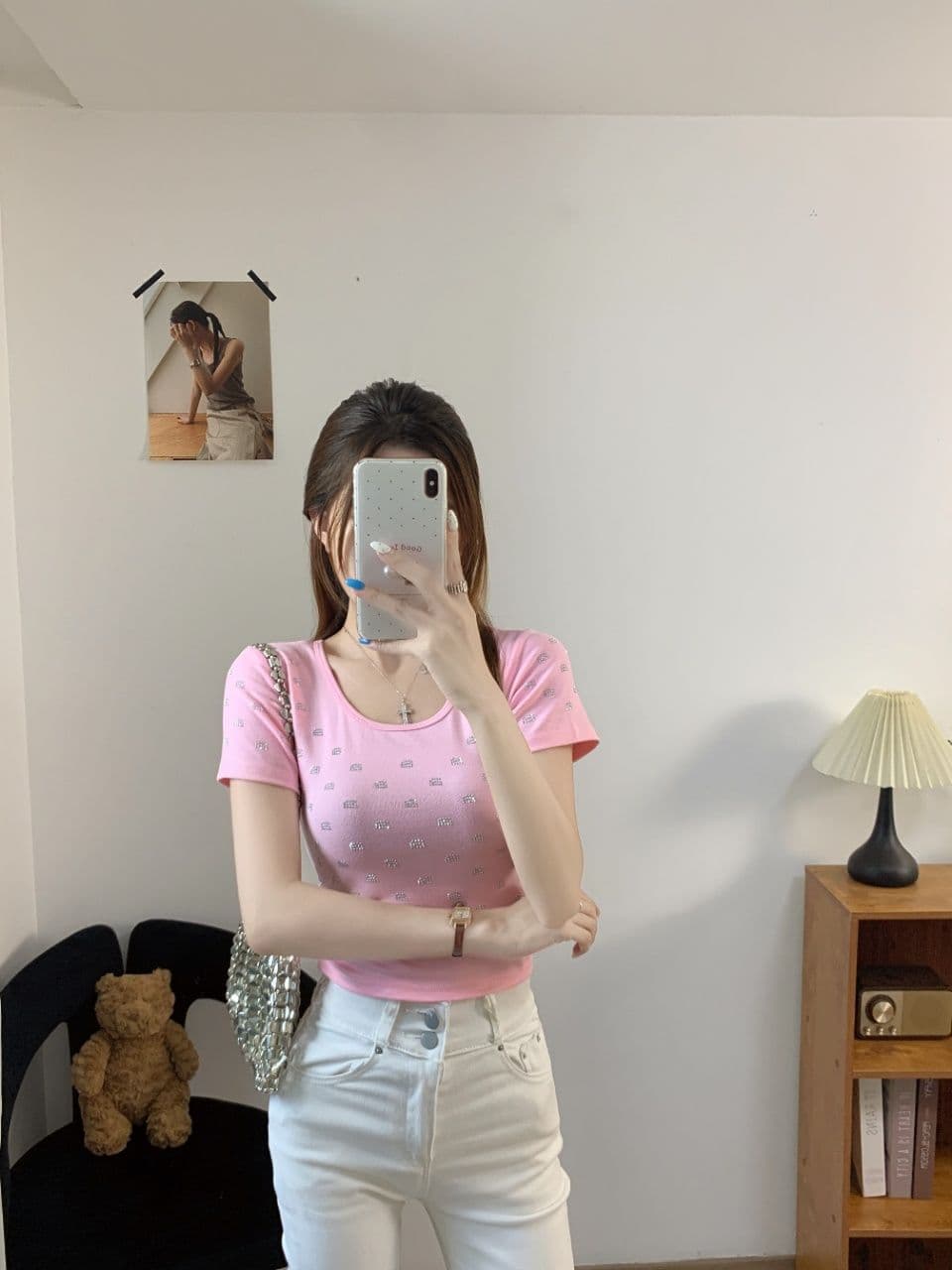 아메리칸 핫걸 바람 오프숄더 패치워크 색상 반팔 티셔츠 여성 여름 몸매 가꾸기 슬림해 보이는 벨트 가슴 패드 디자인 센스 쇼트 스타일 맨위 상세 이미지 6