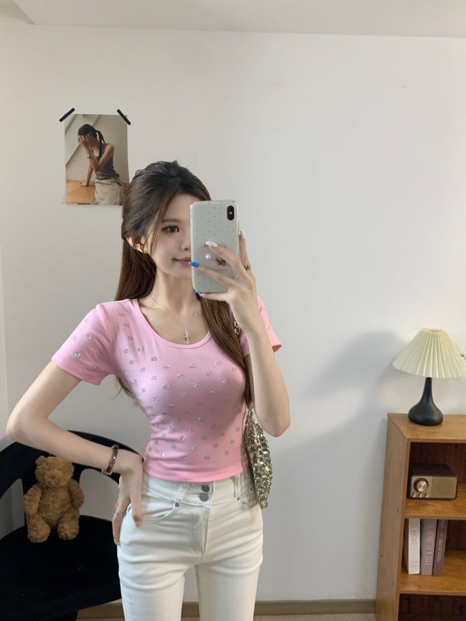 아메리칸 핫걸 바람 오프숄더 패치워크 색상 반팔 티셔츠 여성 여름 몸매 가꾸기 슬림해 보이는 벨트 가슴 패드 디자인 센스 쇼트 스타일 맨위 상세 이미지 8