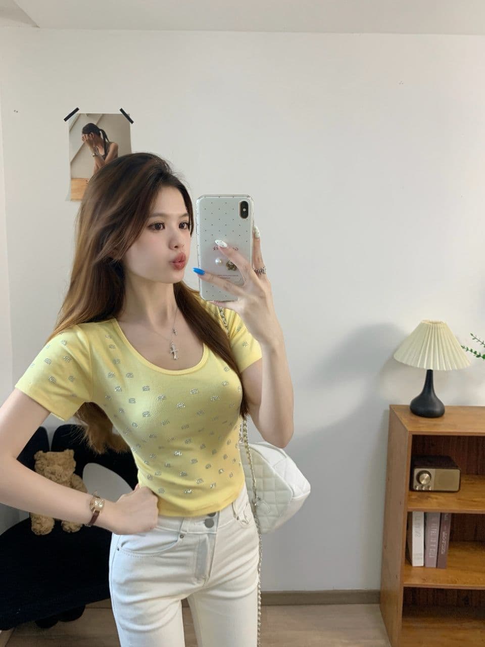 아메리칸 핫걸 바람 오프숄더 패치워크 색상 반팔 티셔츠 여성 여름 몸매 가꾸기 슬림해 보이는 벨트 가슴 패드 디자인 센스 쇼트 스타일 맨위 상세 이미지 14