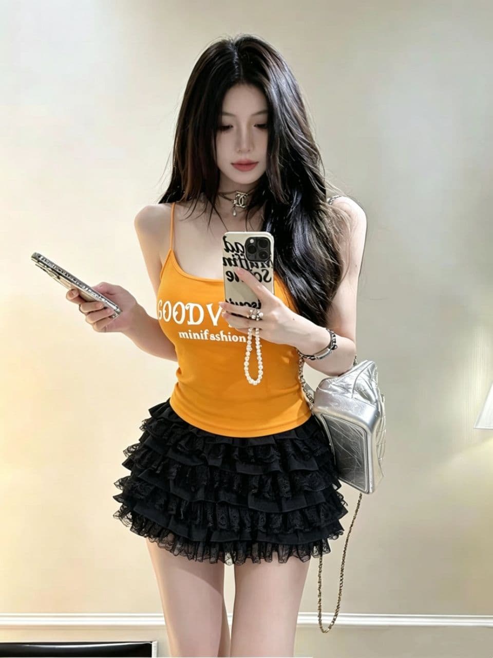 순수한 욕망 바람 알파벳 프린트 패치워크 좋은 어깨끈 조끼 몸매 가꾸기 원피스 벨트 가슴 패드 여성 슬립 여름 다용도 상세 이미지 10