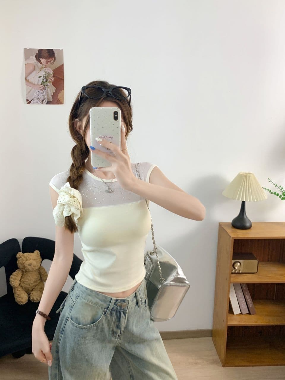 한 부서 핫픽스 망사 패치워크 민소매 티셔츠 여성 여름 순수한 욕망 바람 섹시함 품격 라운드 넥 몸매 가꾸기 슬림해 보이는 맨위 상세 이미지 18