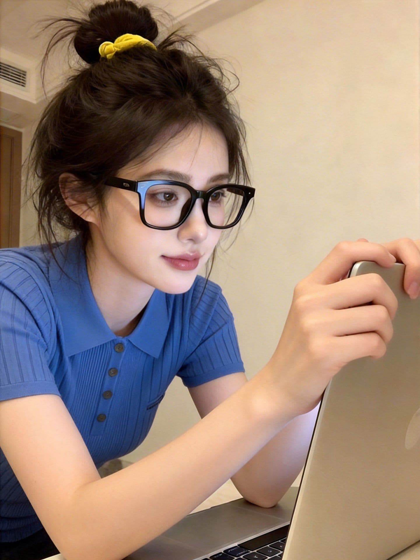 디스플레이 화이트 톰 글 래 원인 블루 폴로 칼라 맨위 수직 질감 몸매 가꾸기 반팔 반 개방 버클 미니멀리즘 출퇴근 니트 t 셔츠 이미지 3