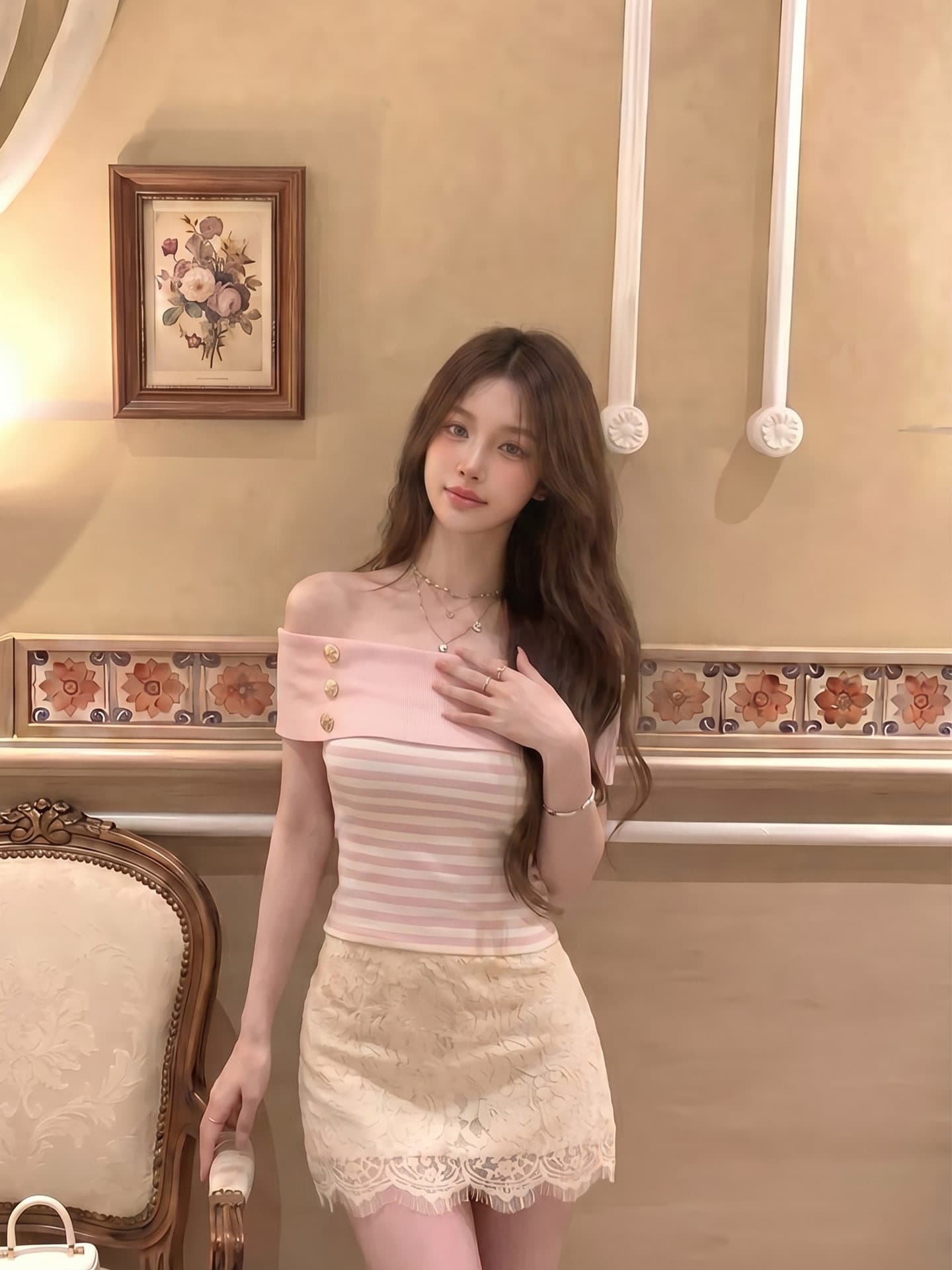 달콤한 스타일 품격 슬림해 보이는 디자인 센스 V넥 티셔츠 2026 여름 새로운 패션 다용도 루즈핏 반팔 맨위 여성 상세 이미지 9