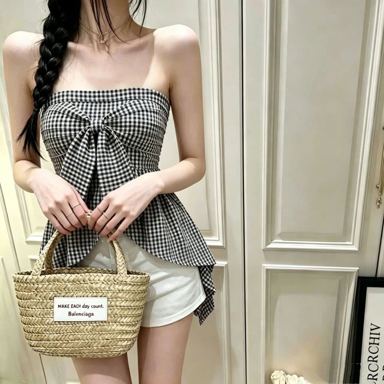 순수한 욕망 핫걸 행침 목 작은 조끼 디자인 센스 패션 품격 아름다운 허리 수축 튜브탑 백리스 맨위 외출용 여름 상세 이미지 8