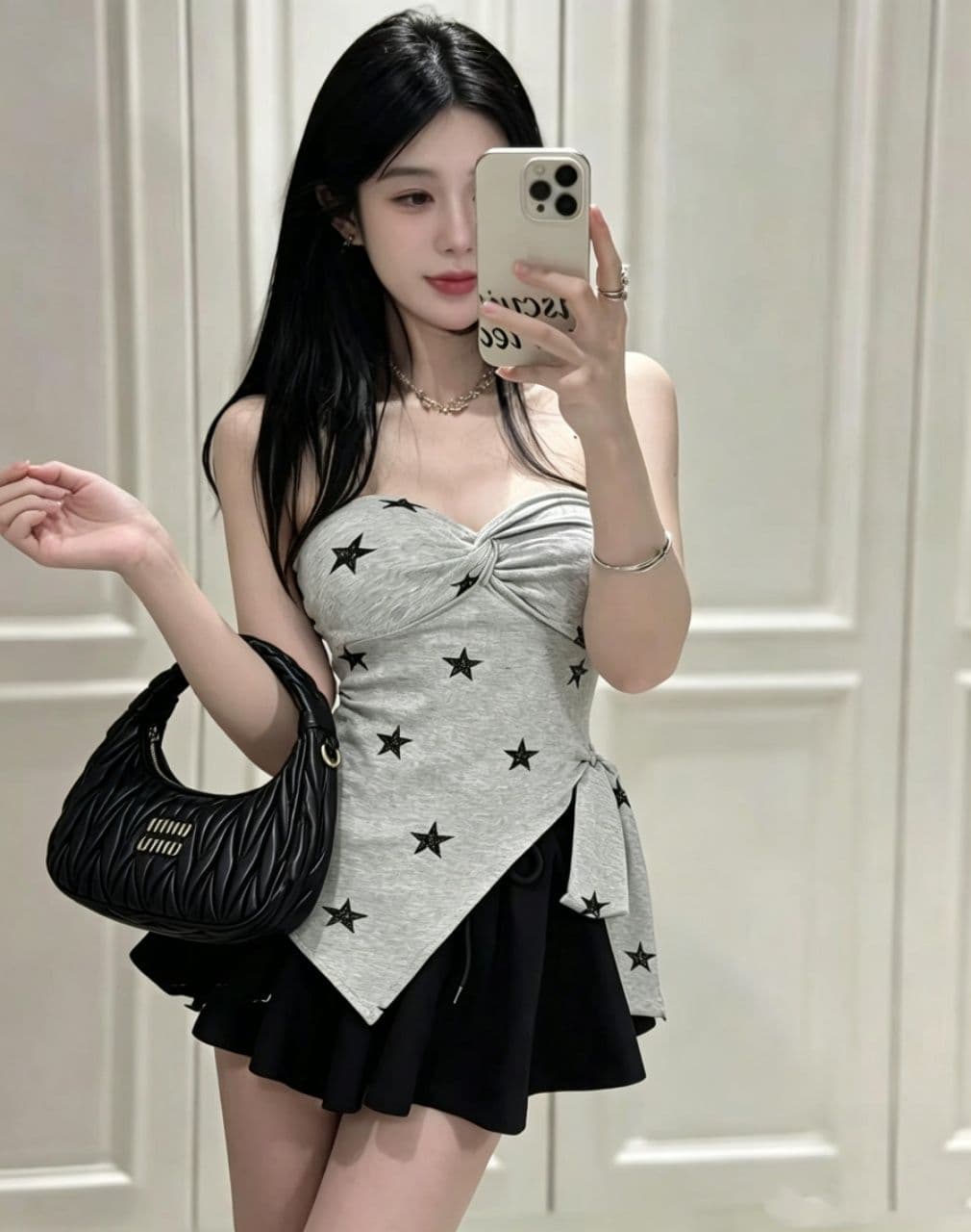 순수한 욕망 핫걸 바람 나비 매듭 튜브탑 조끼 여성 파란색 별 비틀림 디자인 몸매 가꾸기 허리 수축 슬립 맨위 상세 이미지 8